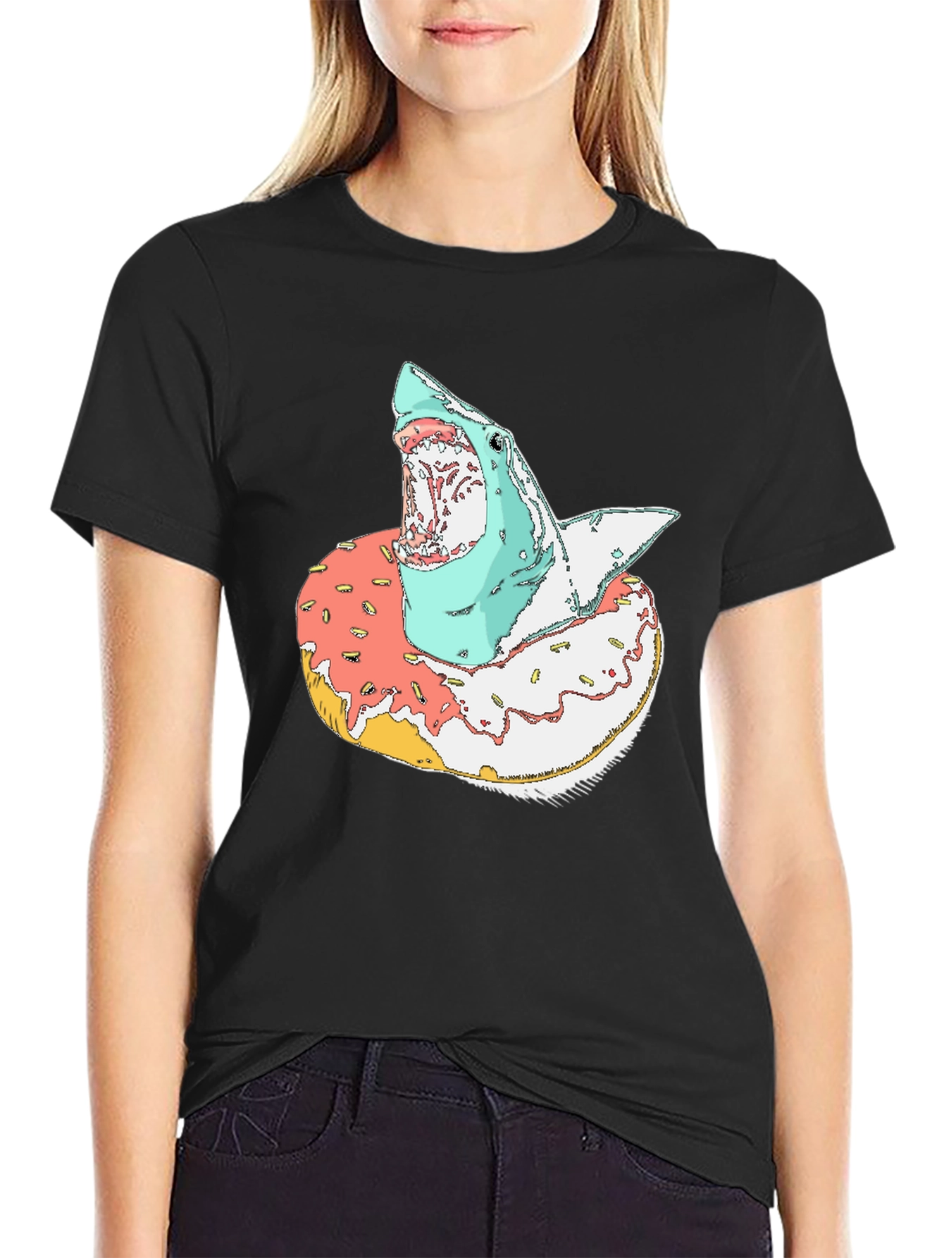 Shark Donut T-Shirt - Unique Graphic Tee