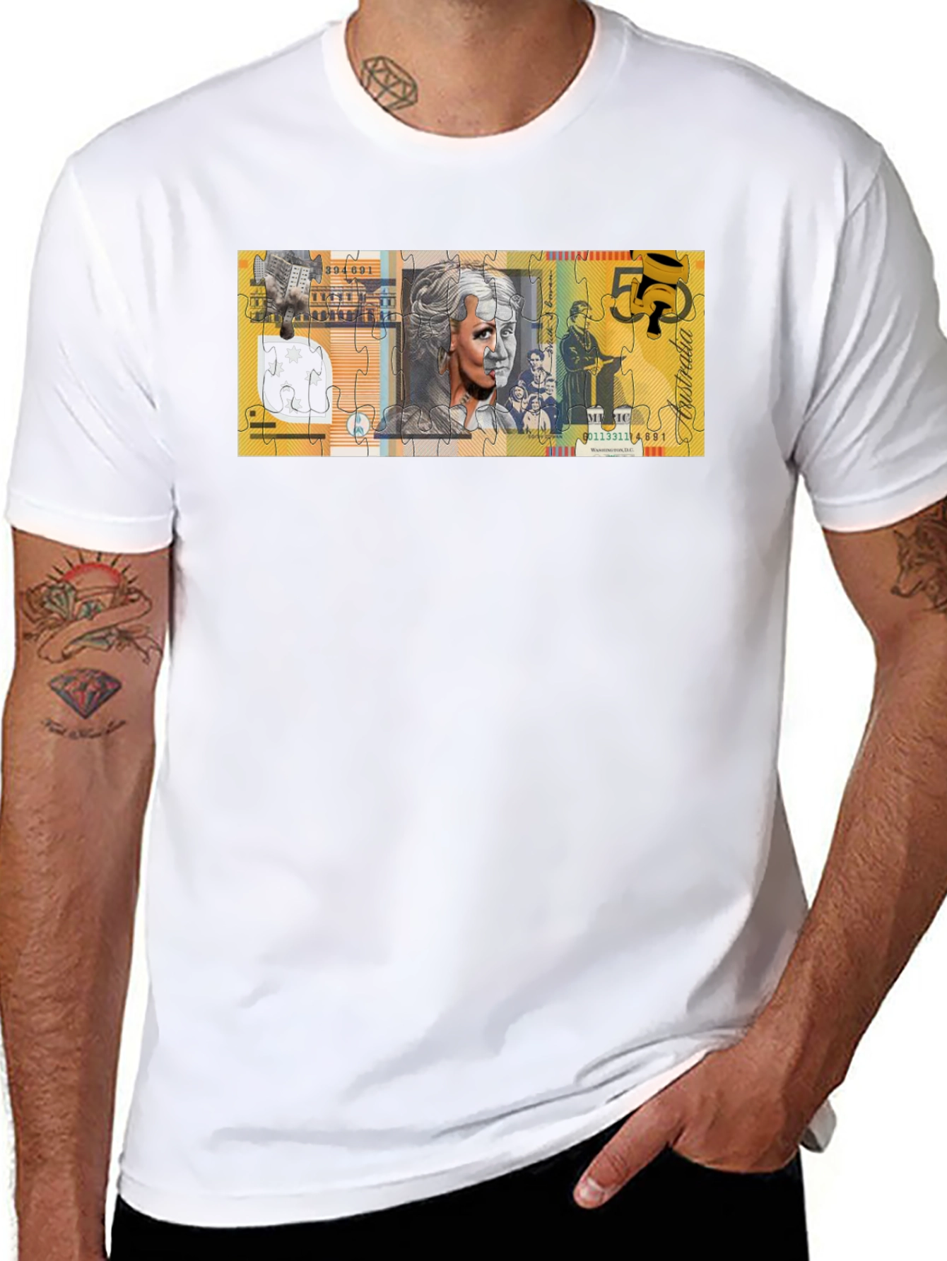 Australian $50 Note Puzzle Graphic T-Shirt