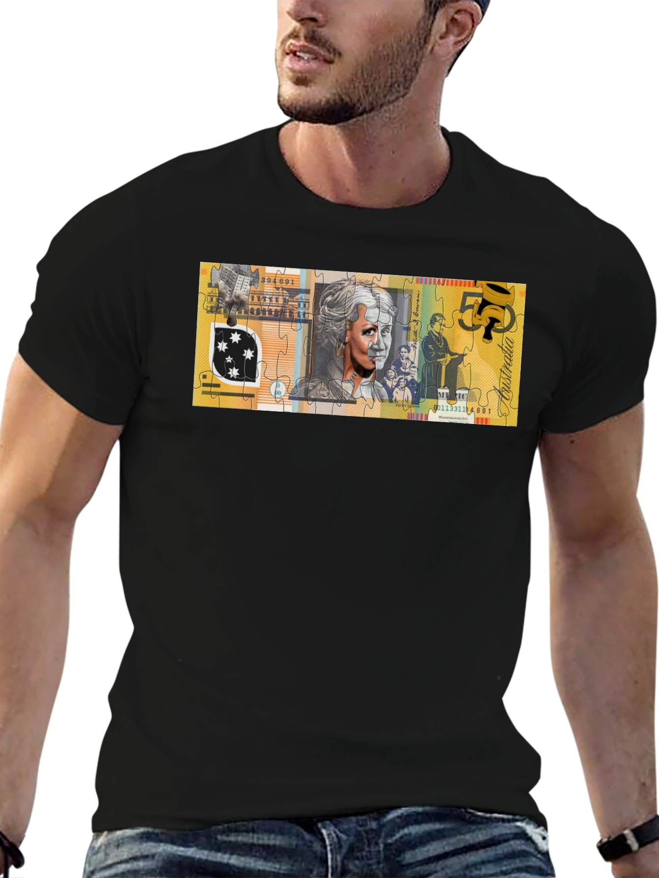 Australian $50 Note Puzzle Graphic T-Shirt