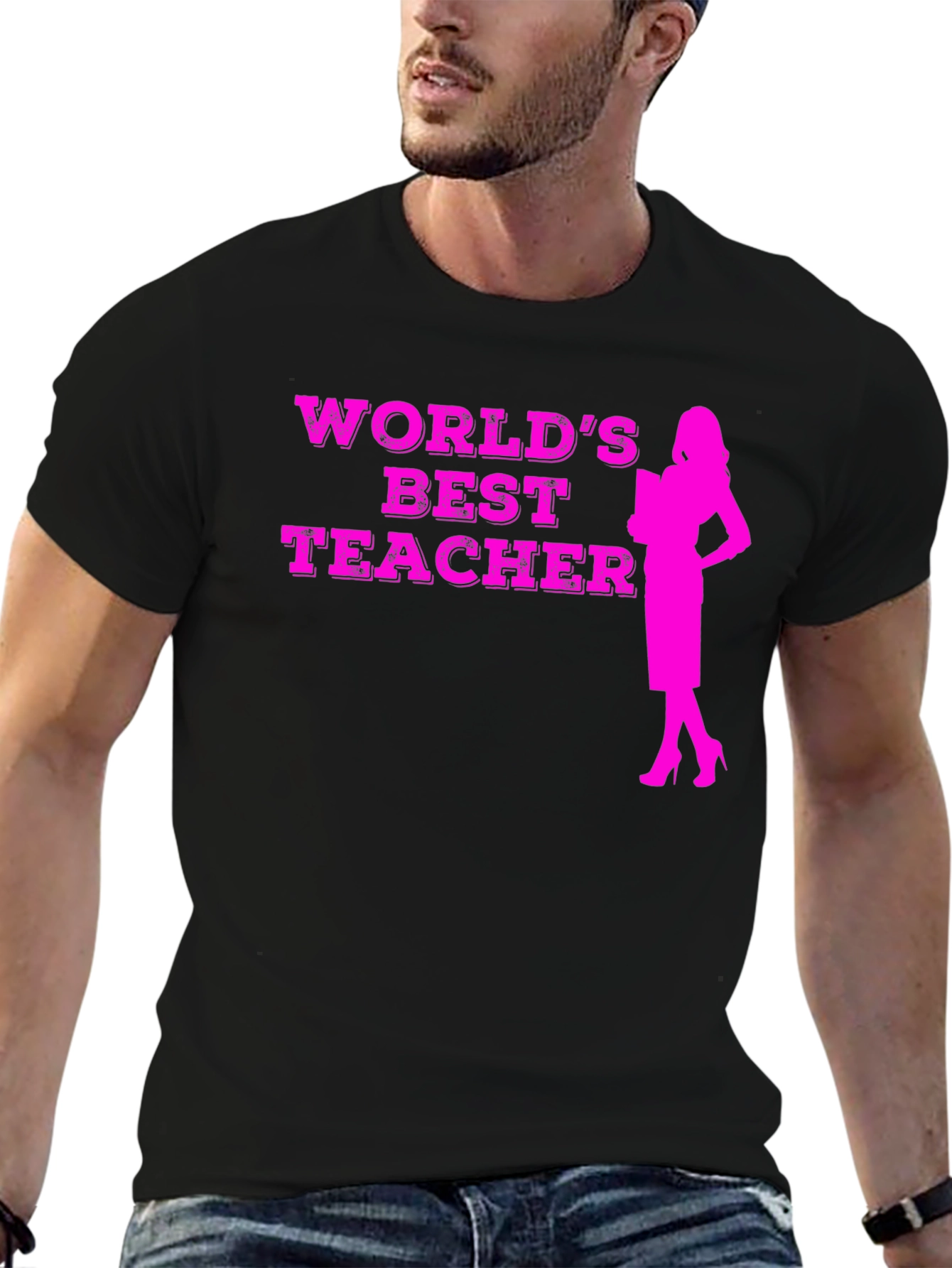 Worlds Best Teacher Graphic Tee - Black