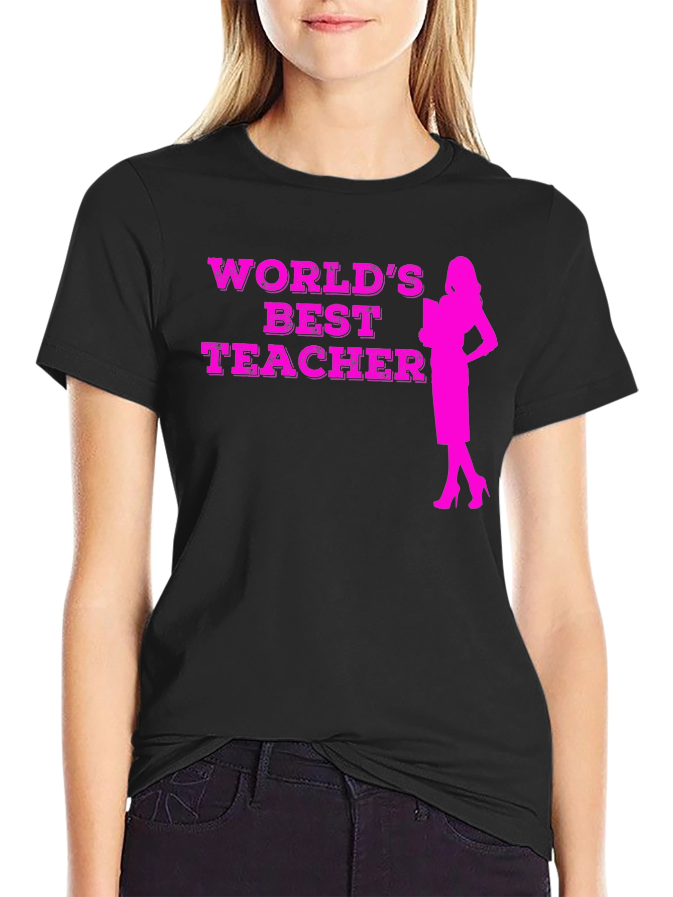 Worlds Best Teacher Graphic Tee - Black