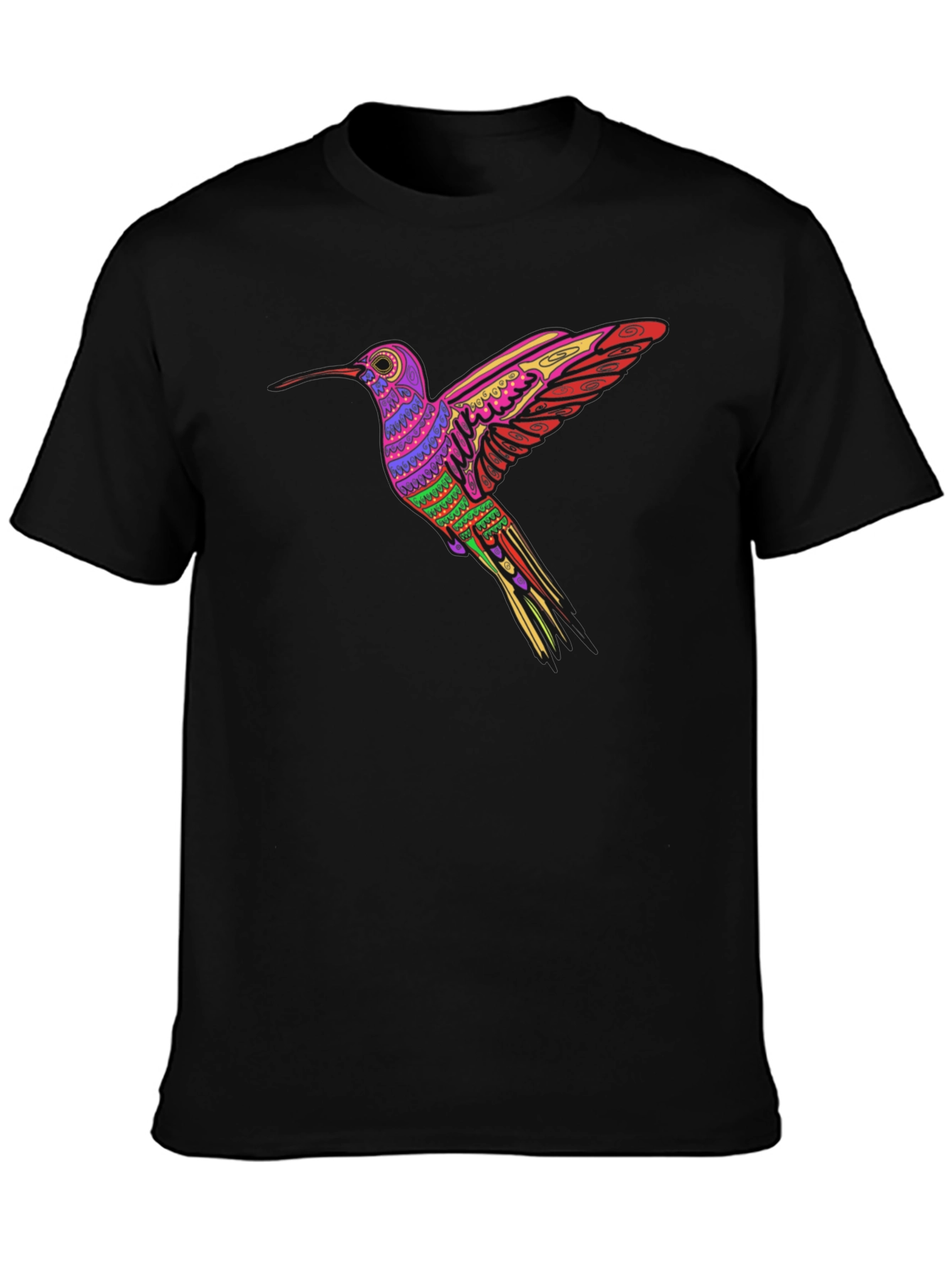 Hummingbird Print Black T-Shirt