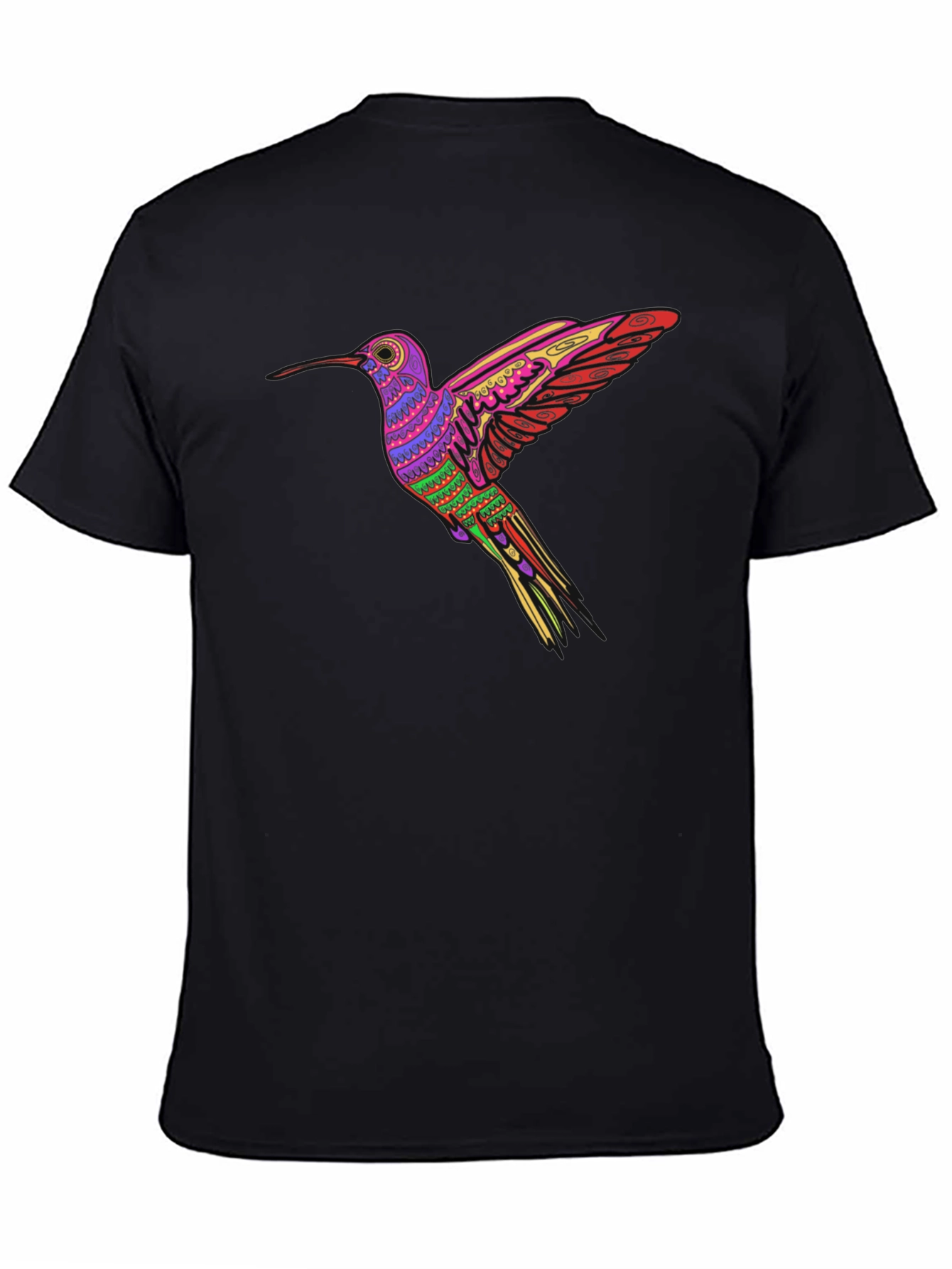 Hummingbird Print Black T-Shirt