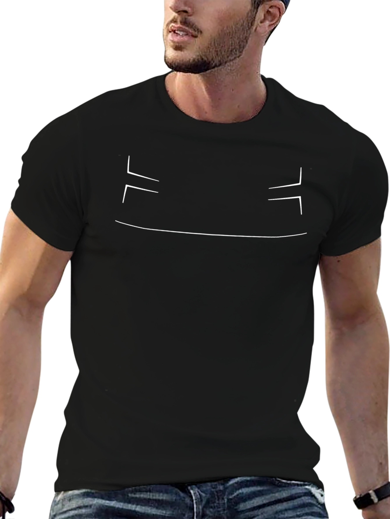 Minimalist Black T-Shirt with Abstract White Design