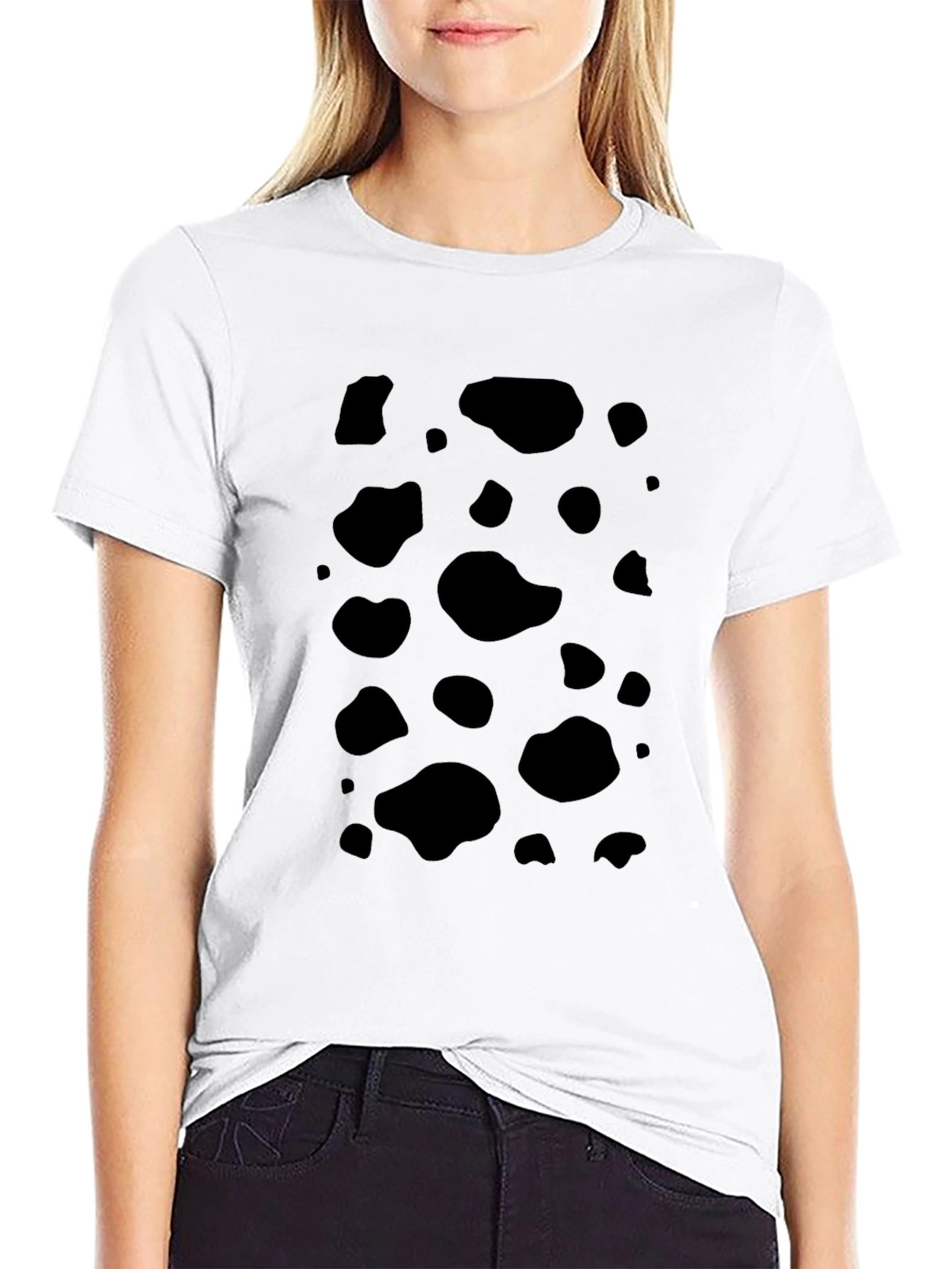 Black Spotted Tee - Unique Cow Print Shirt