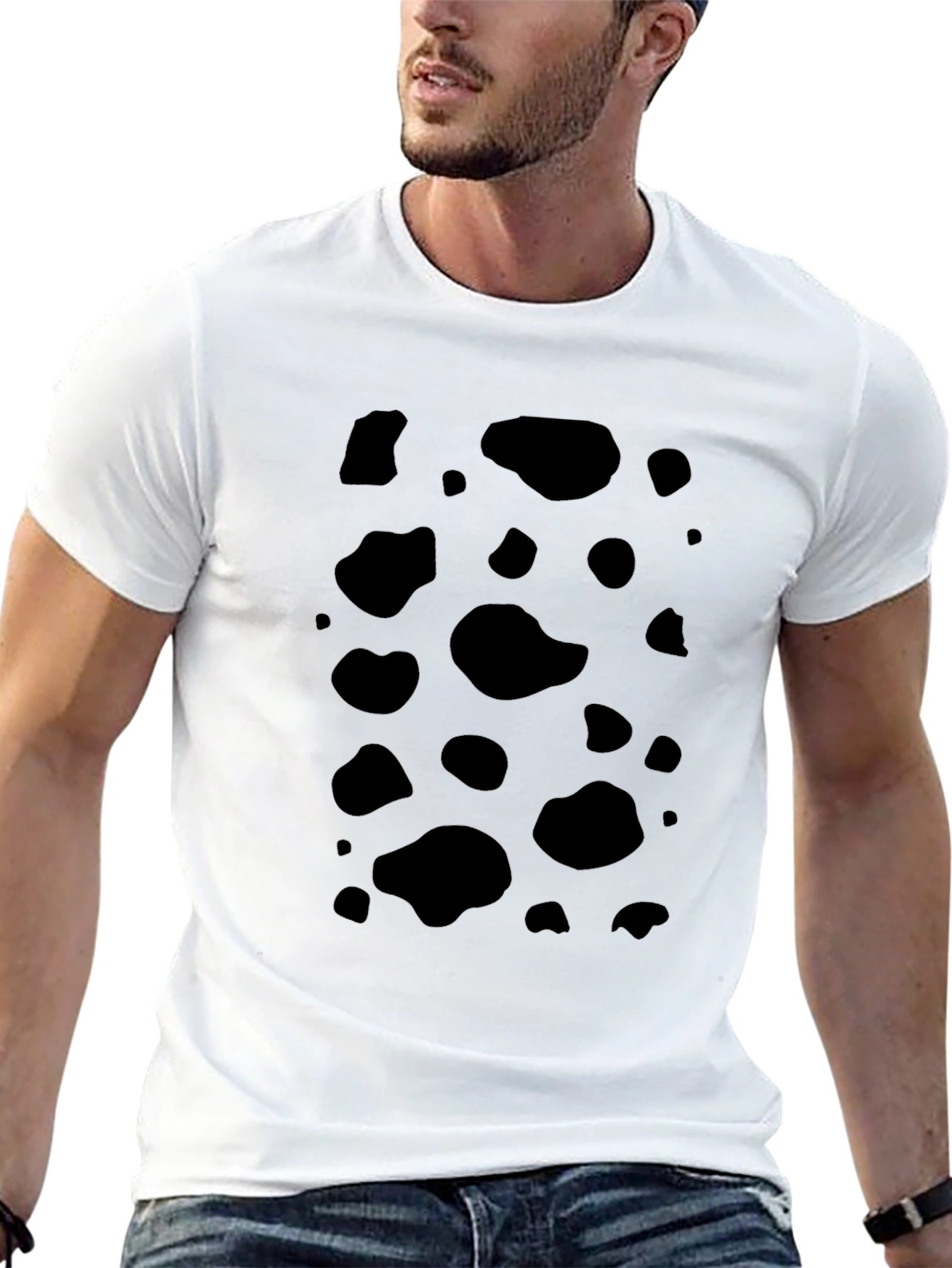 Black Spotted Tee - Unique Cow Print Shirt