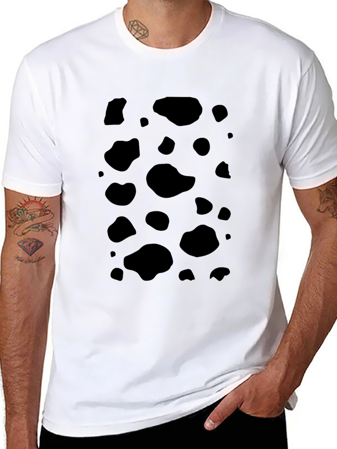 Black Spotted Tee - Unique Cow Print Shirt