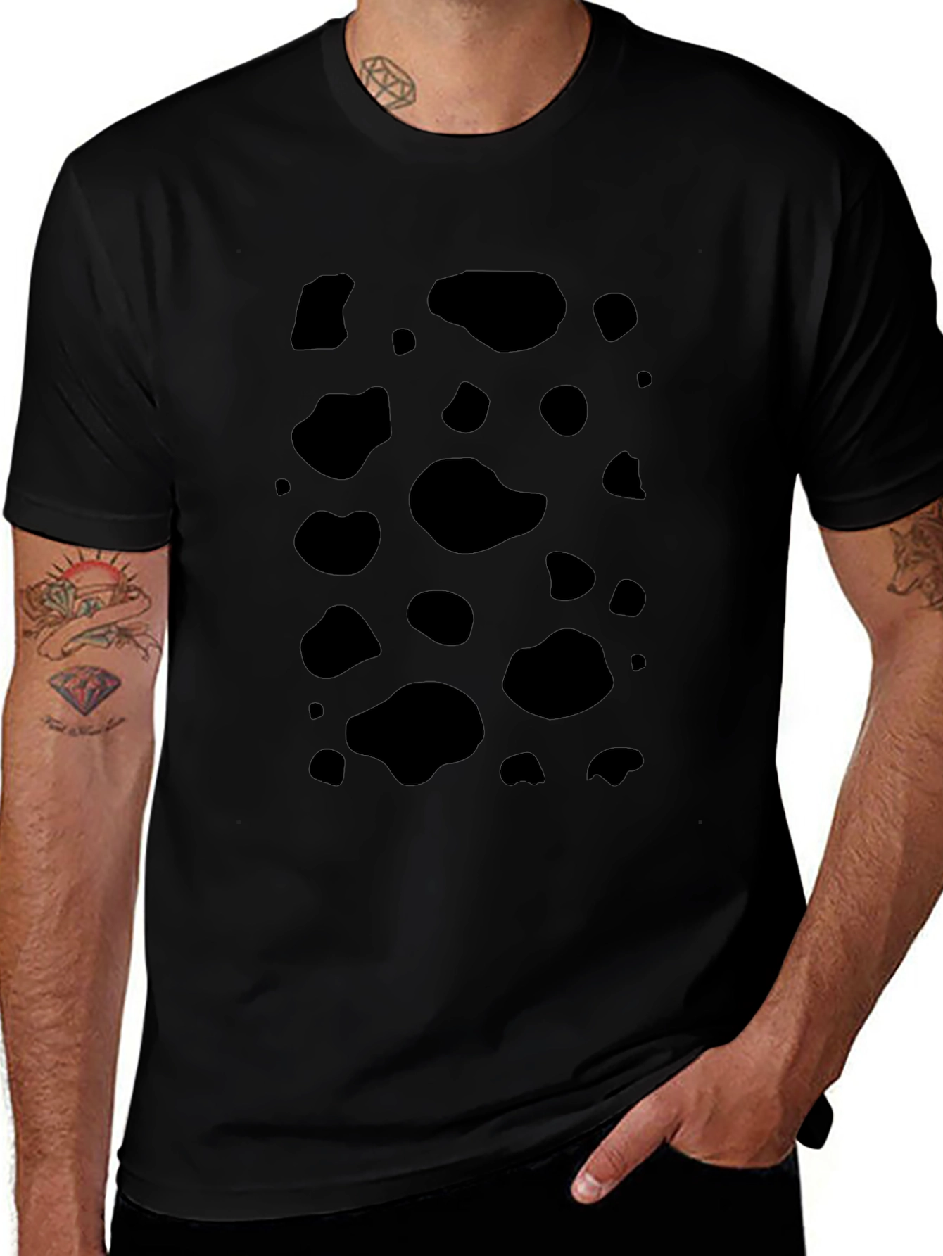 Black Spotted Tee - Unique Cow Print Shirt