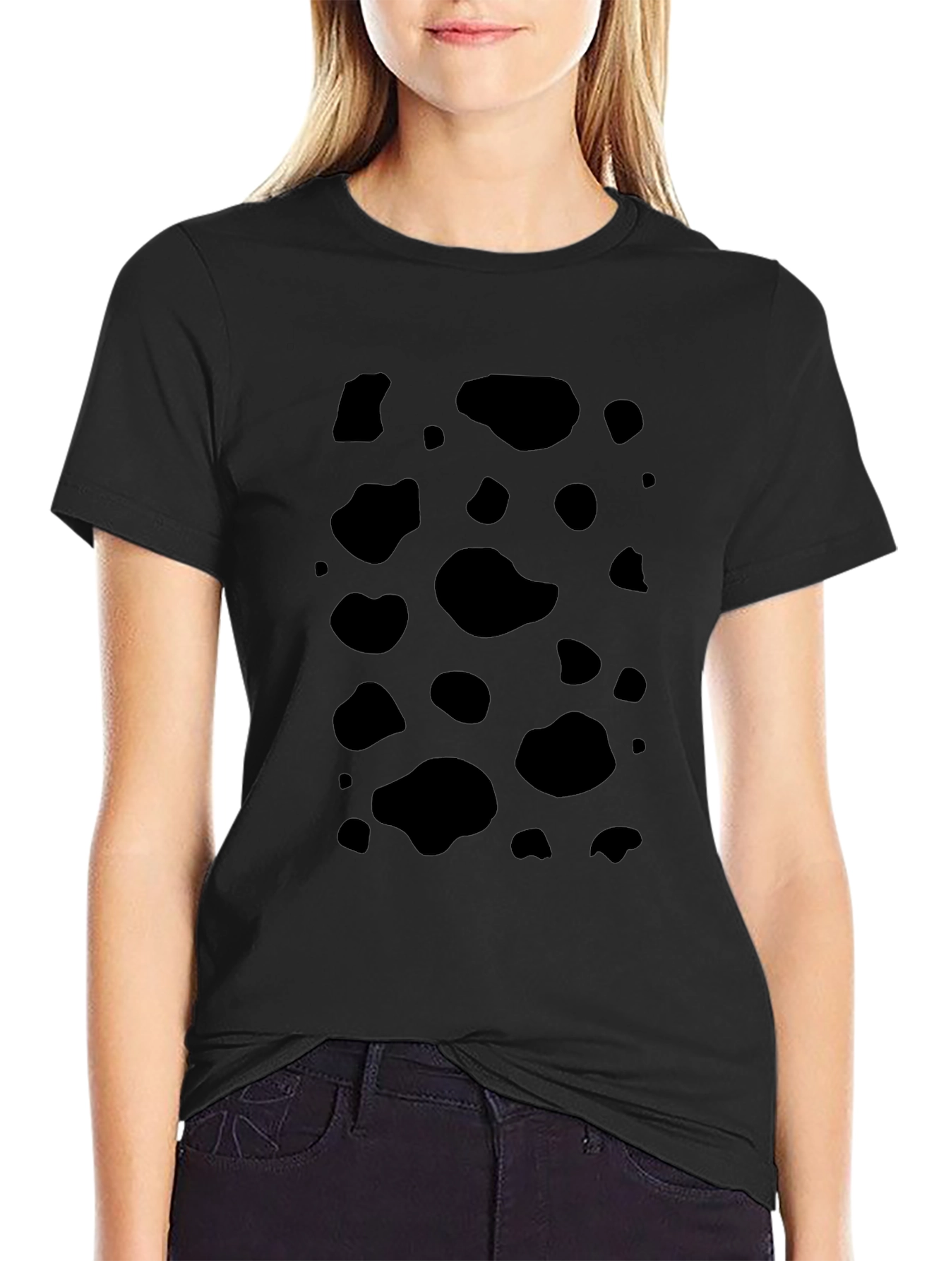 Black Spotted Tee - Unique Cow Print Shirt