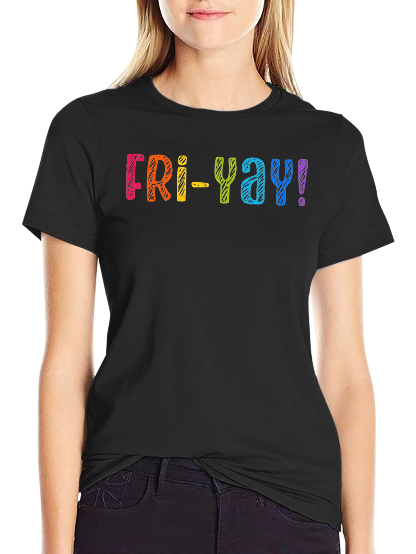 Fri-Yay! Rainbow Graphic T-Shirt - Casual Friday Fun