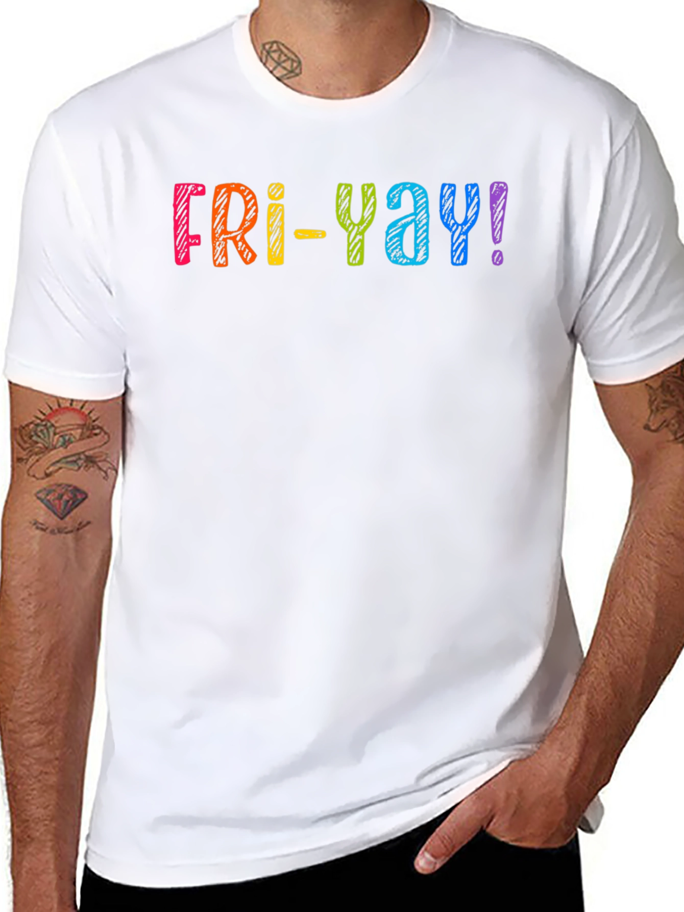 Fri-Yay! Rainbow Graphic T-Shirt - Casual Friday Fun