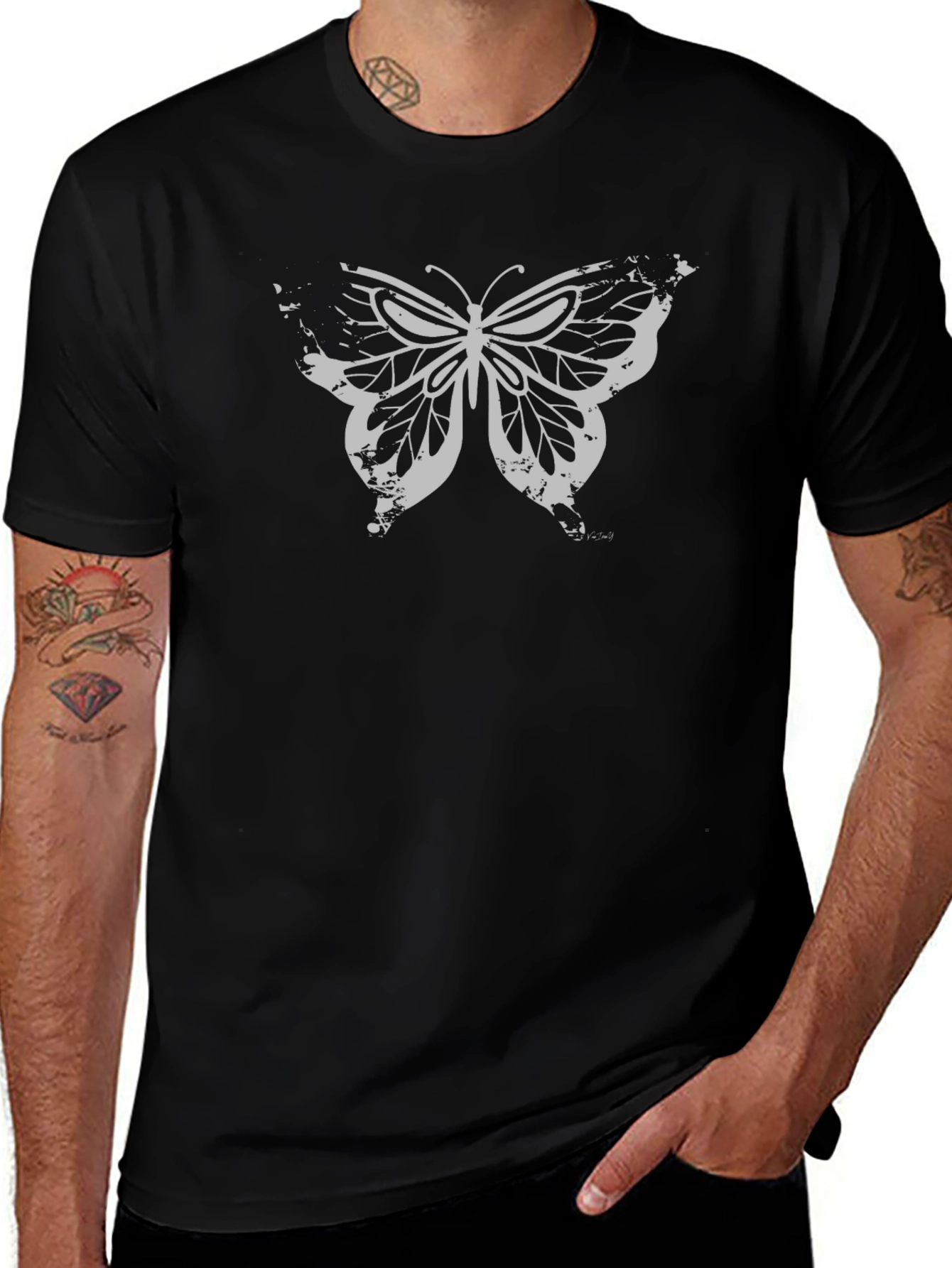 Butterfly Graphic T-Shirt - Black Cotton Tee