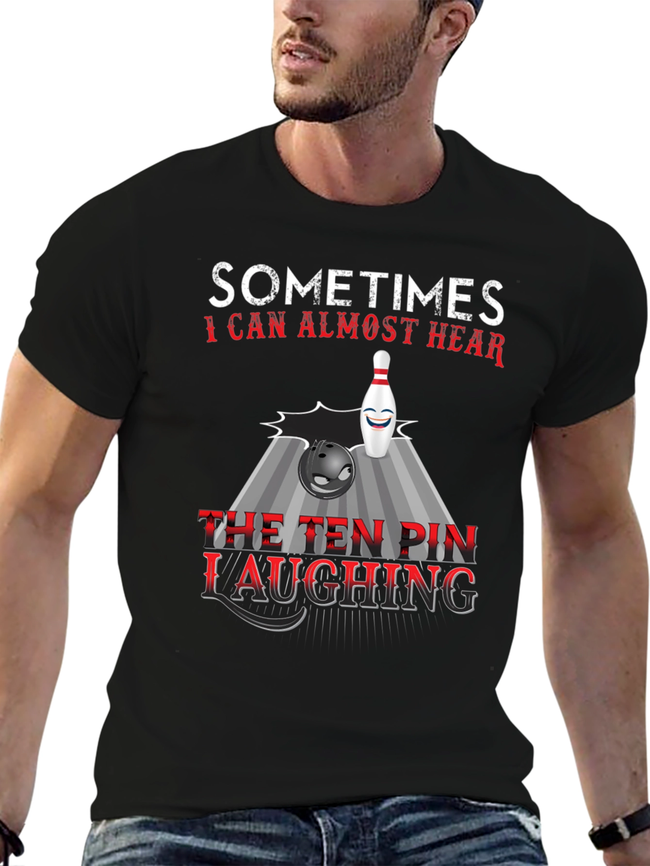 Funny Bowling T-Shirt: Ten Pin Laughing