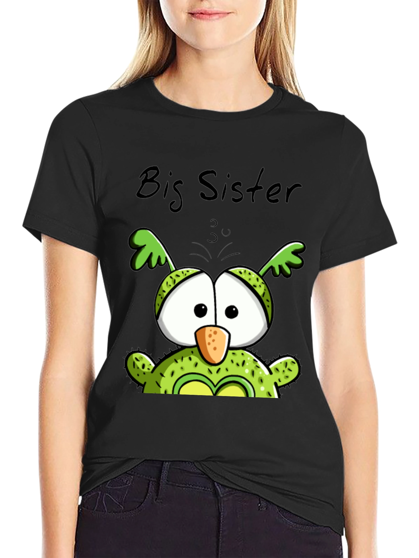 Big Sister Owl Graphic Tee - Cute Black T-Shirt