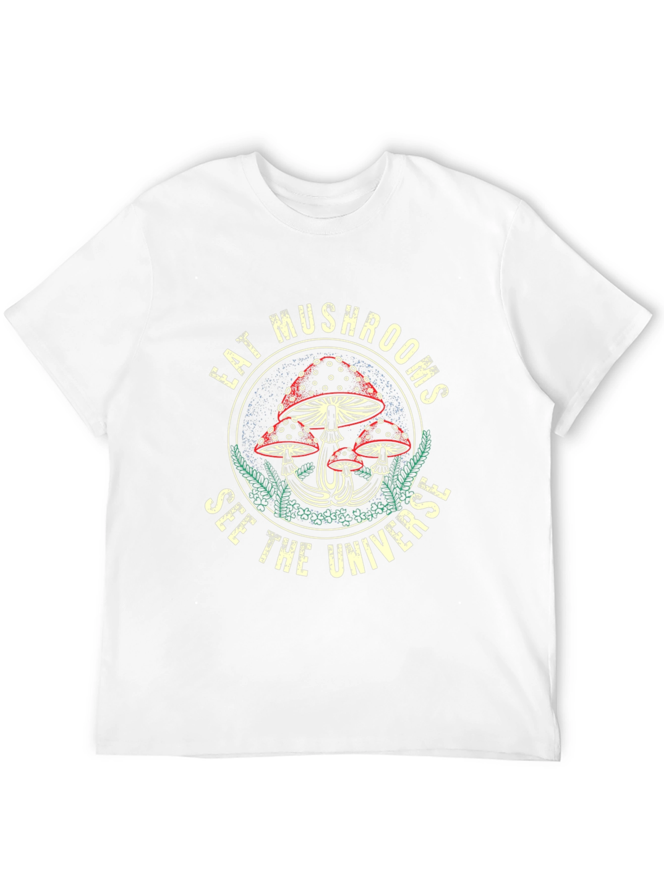 Eat Mushrooms See The Universe Black Graphic Tee