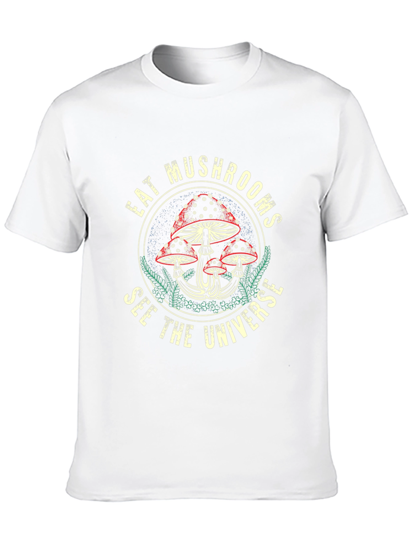 Eat Mushrooms See The Universe Black Graphic Tee