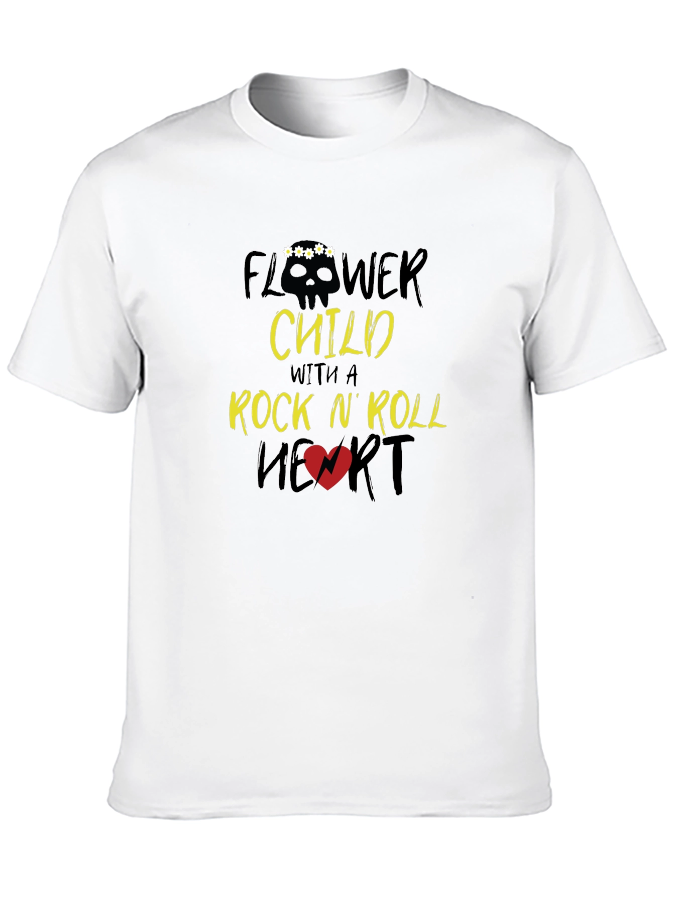 Flower Child Rock N Roll Heart Graphic T-Shirt