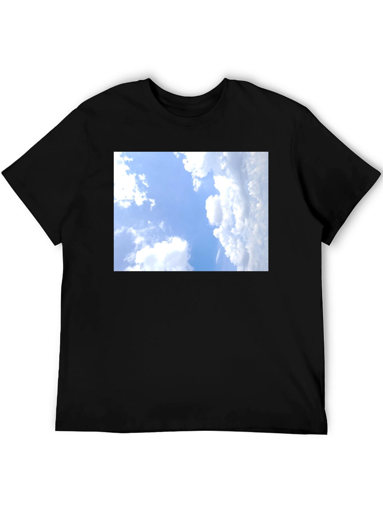Sky Clouds Graphic Tee - Black Cotton T-Shirt
