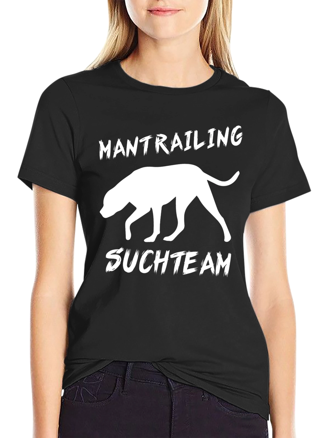 Mantrailing Suchteam Dog Silhouette Black T-Shirt