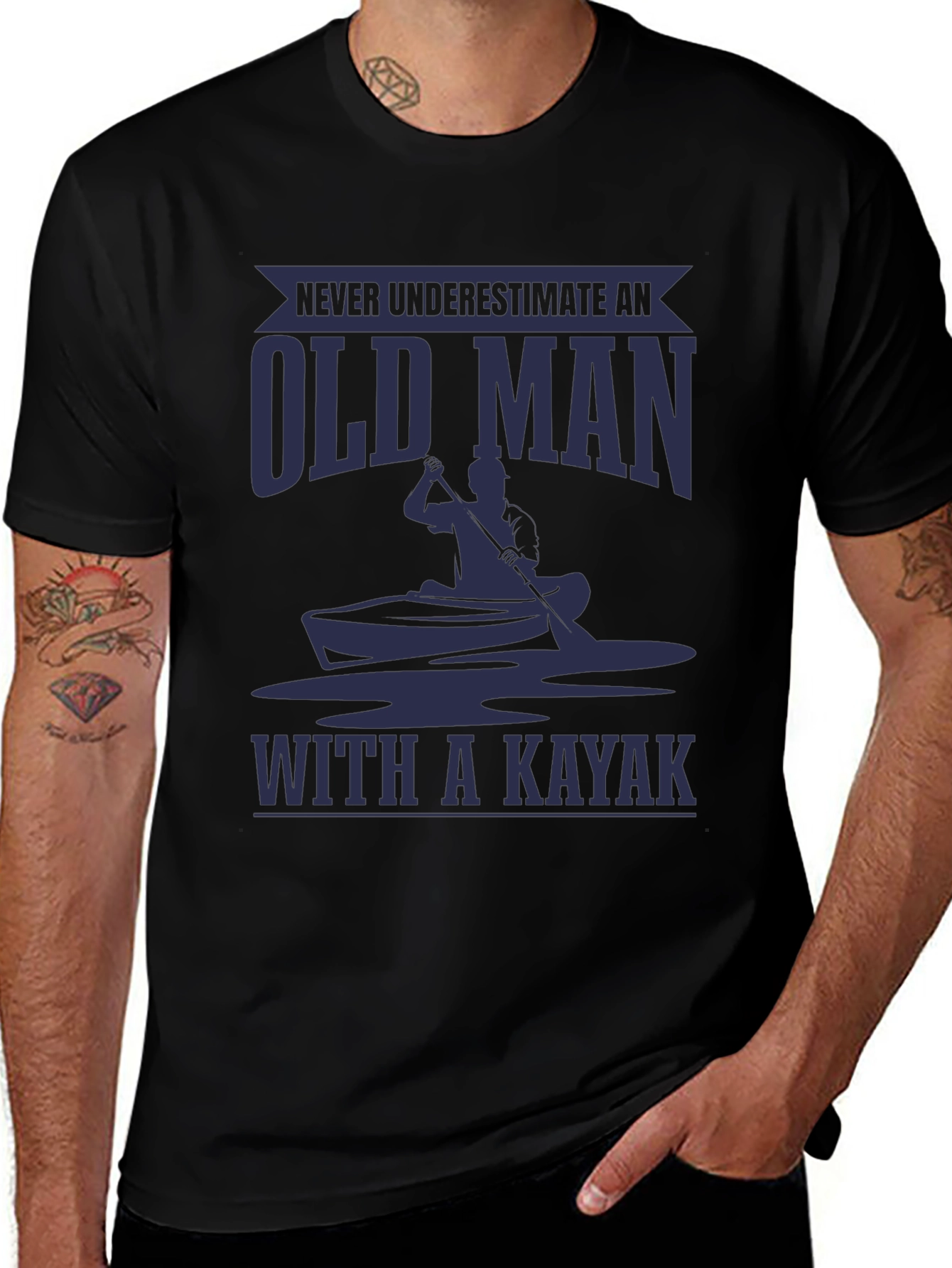 Old Man Kayak T-Shirt - Funny Graphic Tee
