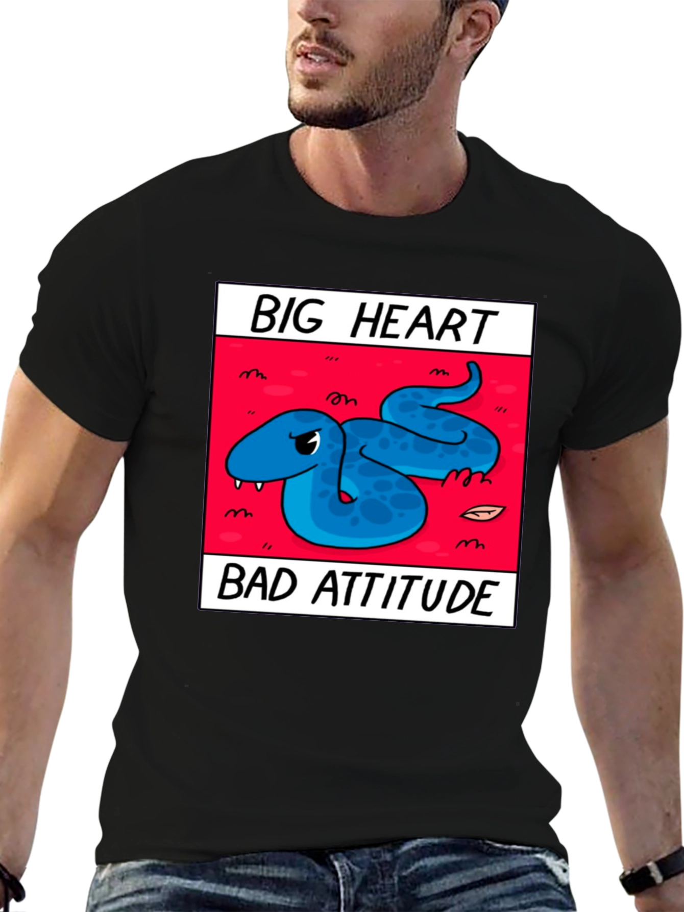 Big Heart Bad Attitude Snake Graphic T-Shirt