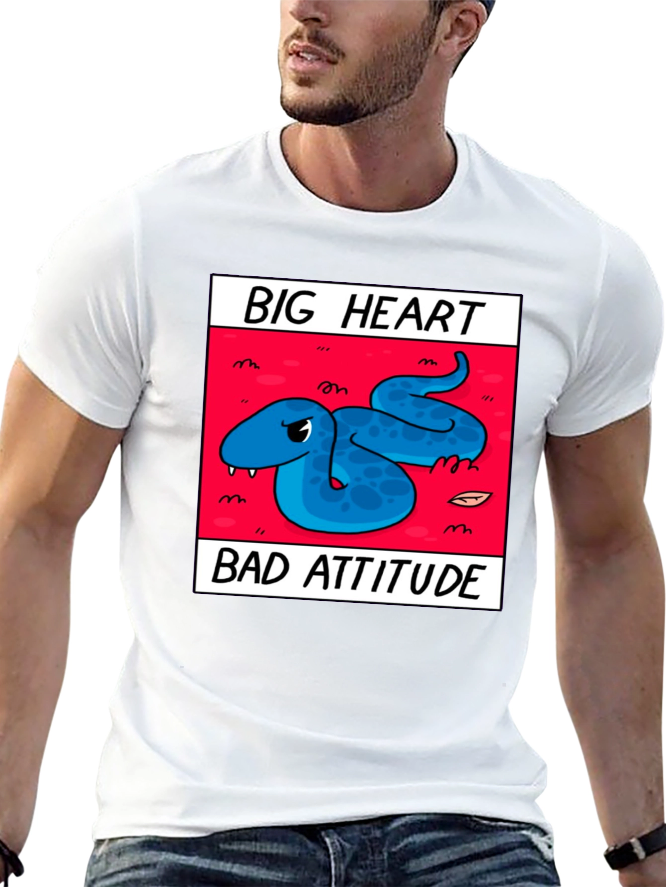 Big Heart Bad Attitude Snake Graphic T-Shirt