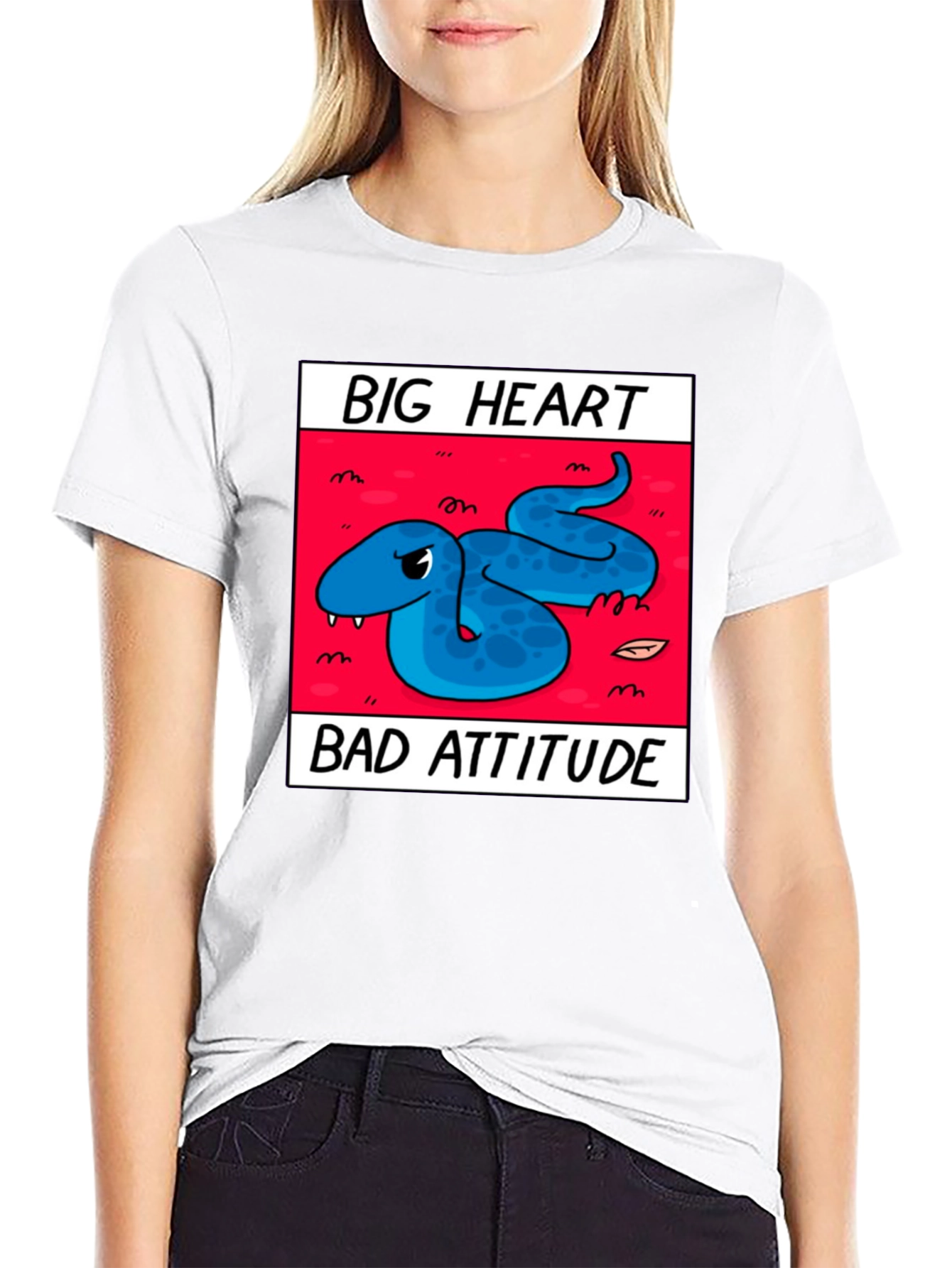 Big Heart Bad Attitude Snake Graphic T-Shirt