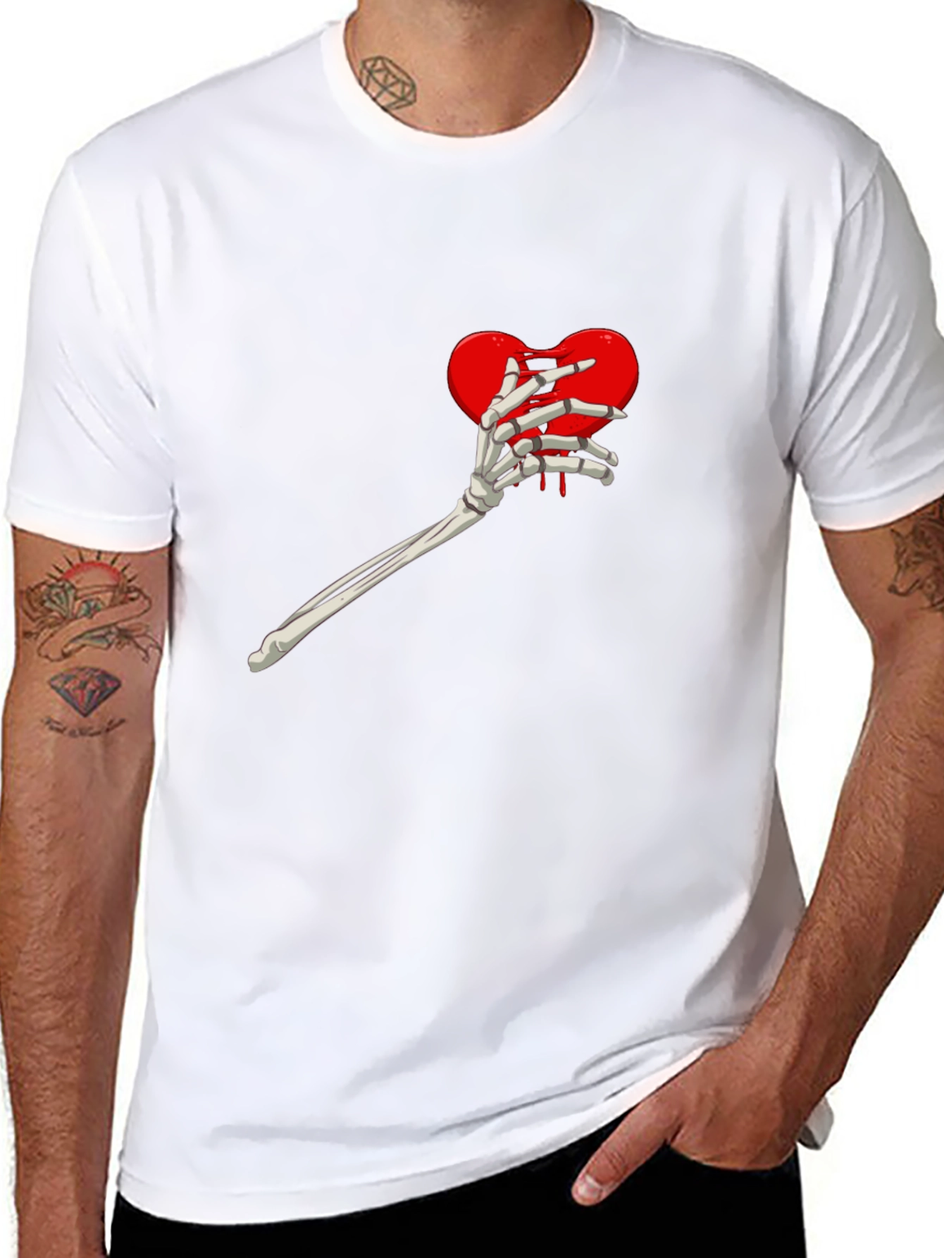 Heart Skeleton Hand Graphic Tee