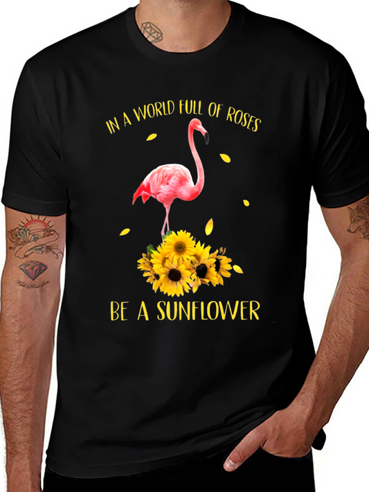 Flamingo Sunflower Graphic T-Shirt
