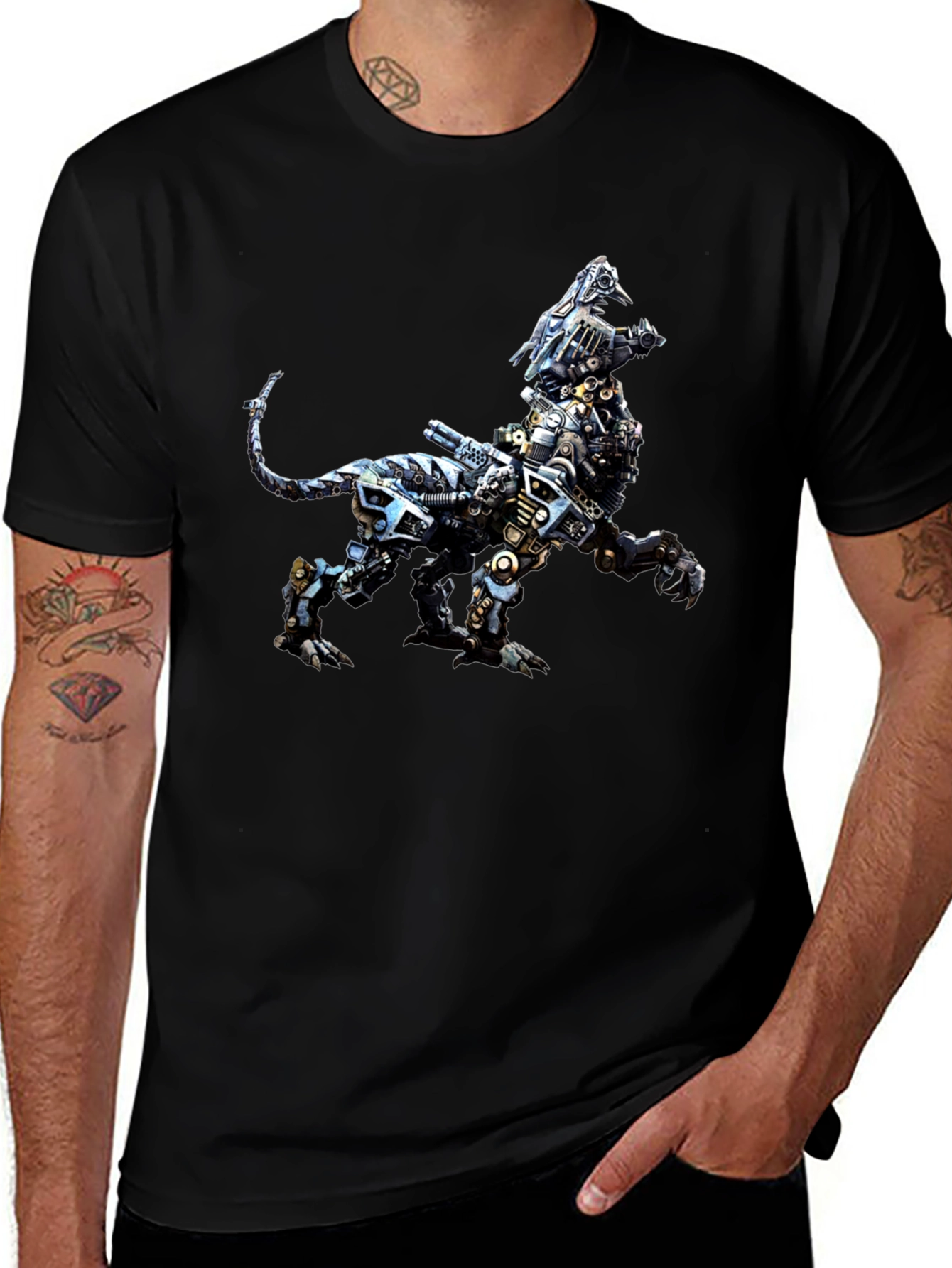 Robotic Lion Graphic Tee - Cool Animal Print Shirt