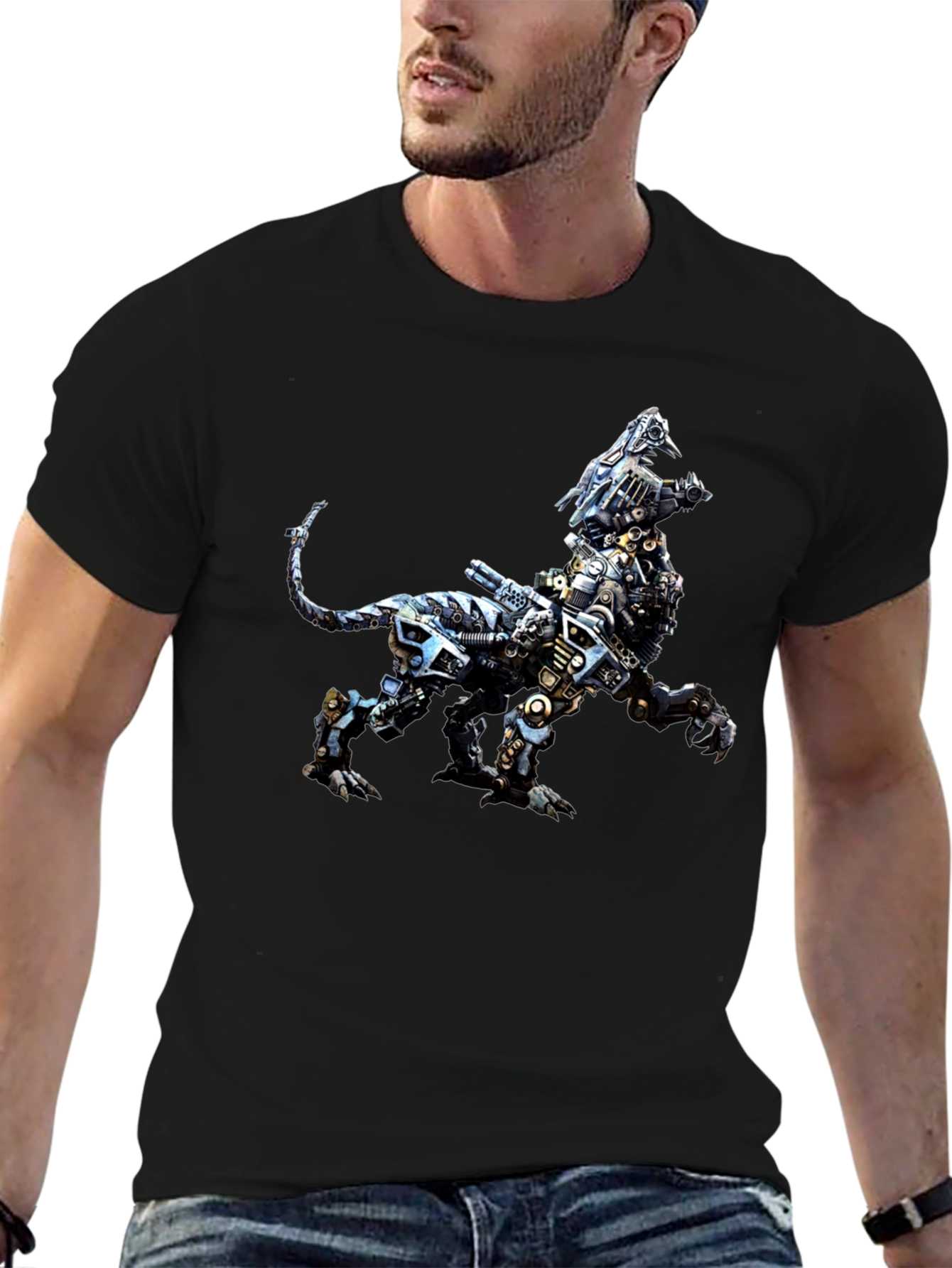 Robotic Lion Graphic Tee - Cool Animal Print Shirt