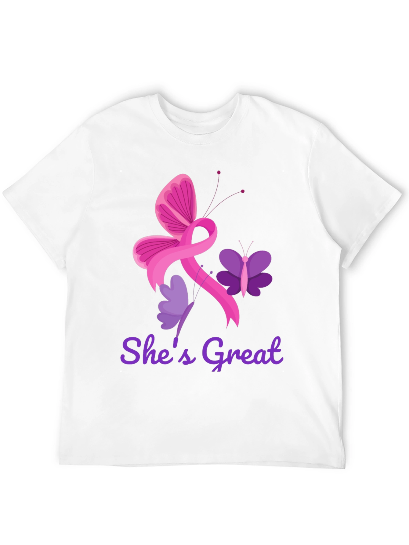 Shes Great Breast Cancer Awareness Ribbon Butterfly T-Shirt