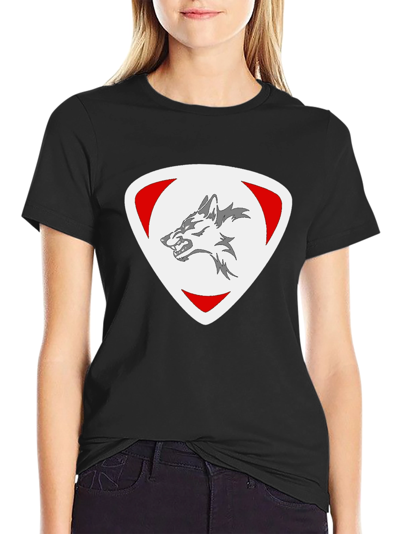 Wolf Emblem Black T-Shirt - Modern Style