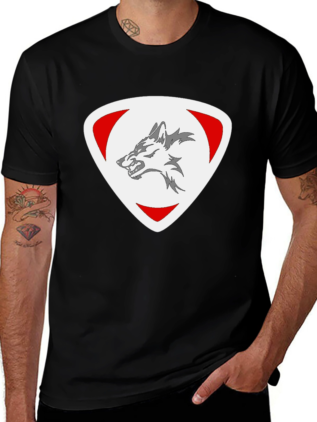 Wolf Emblem Black T-Shirt - Modern Style
