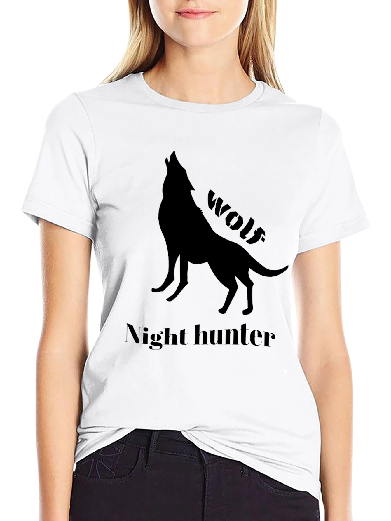 Night Hunter Wolf Graphic Tee - Black