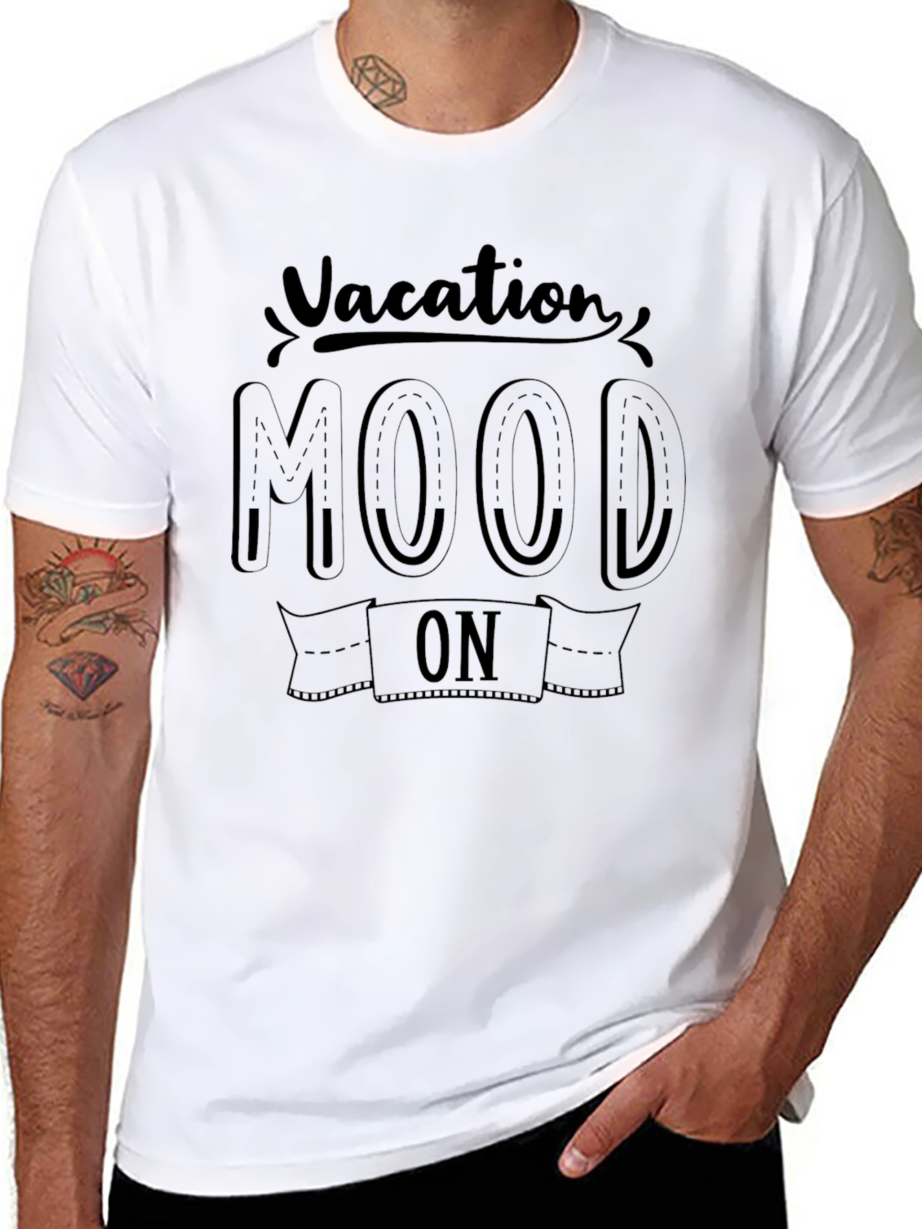 Vacation Mood On Black Graphic T-Shirt