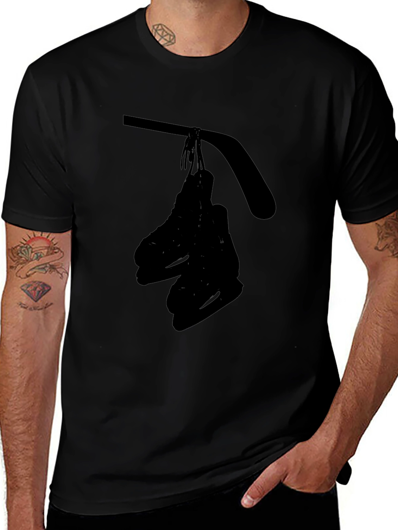 Black Hockey Skates Graphic T-Shirt