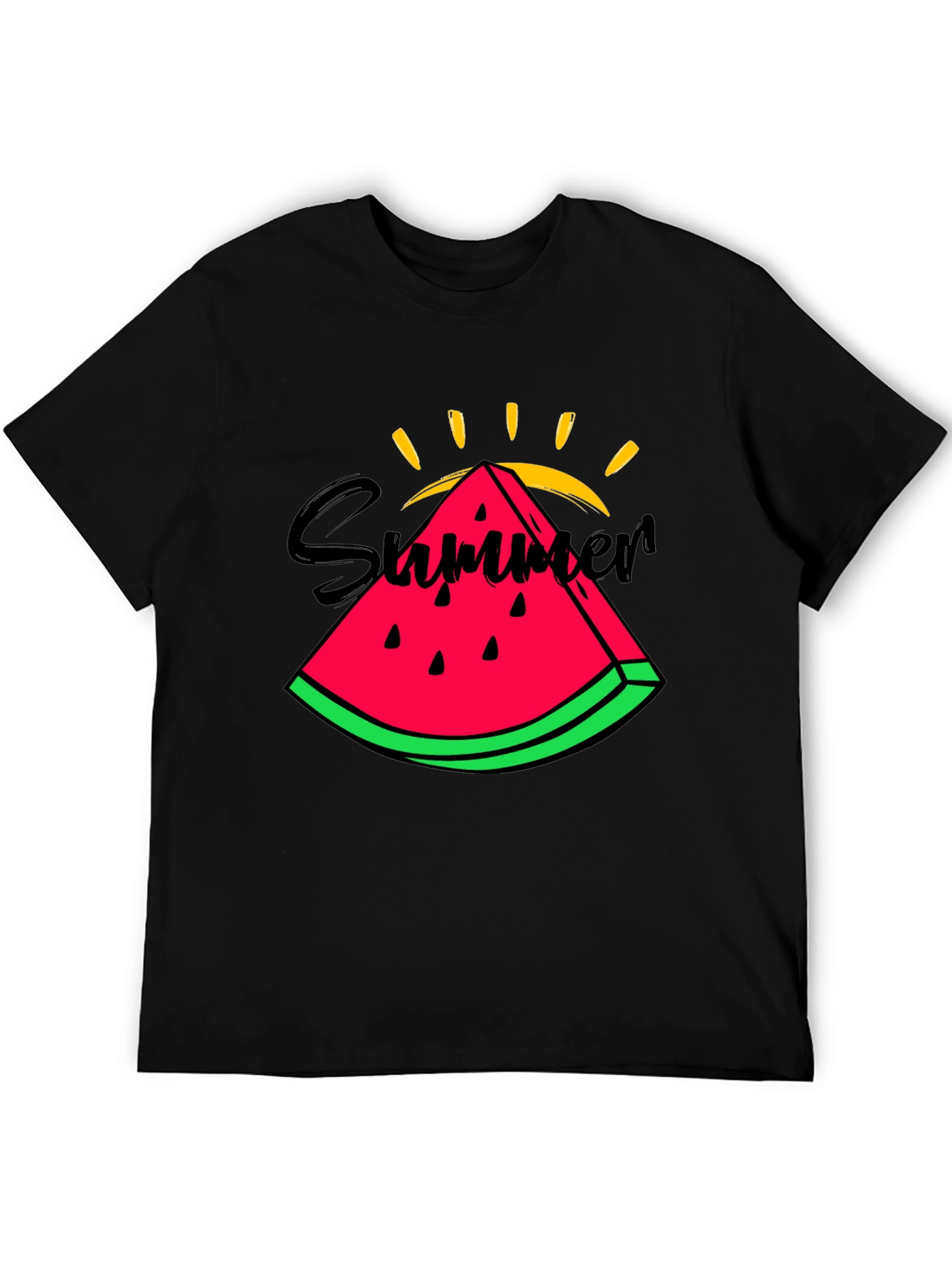 Summer Watermelon Graphic T-Shirt - Black