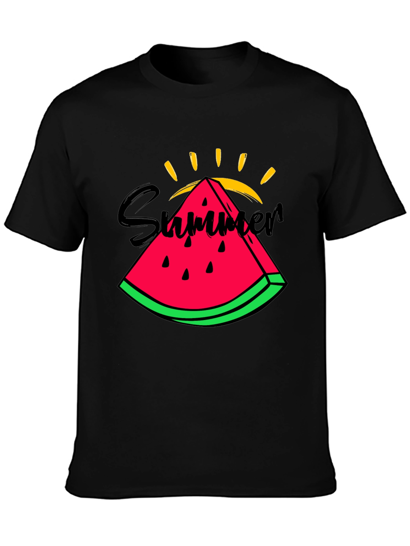 Summer Watermelon Graphic T-Shirt - Black