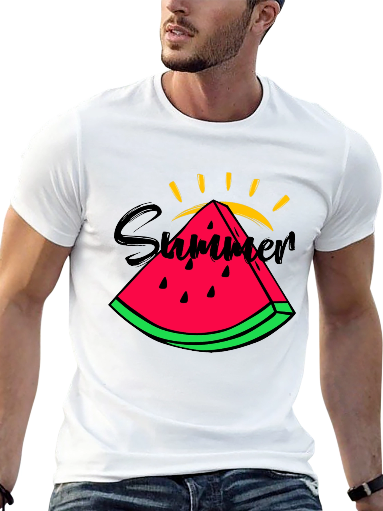 Summer Watermelon Graphic T-Shirt - Black