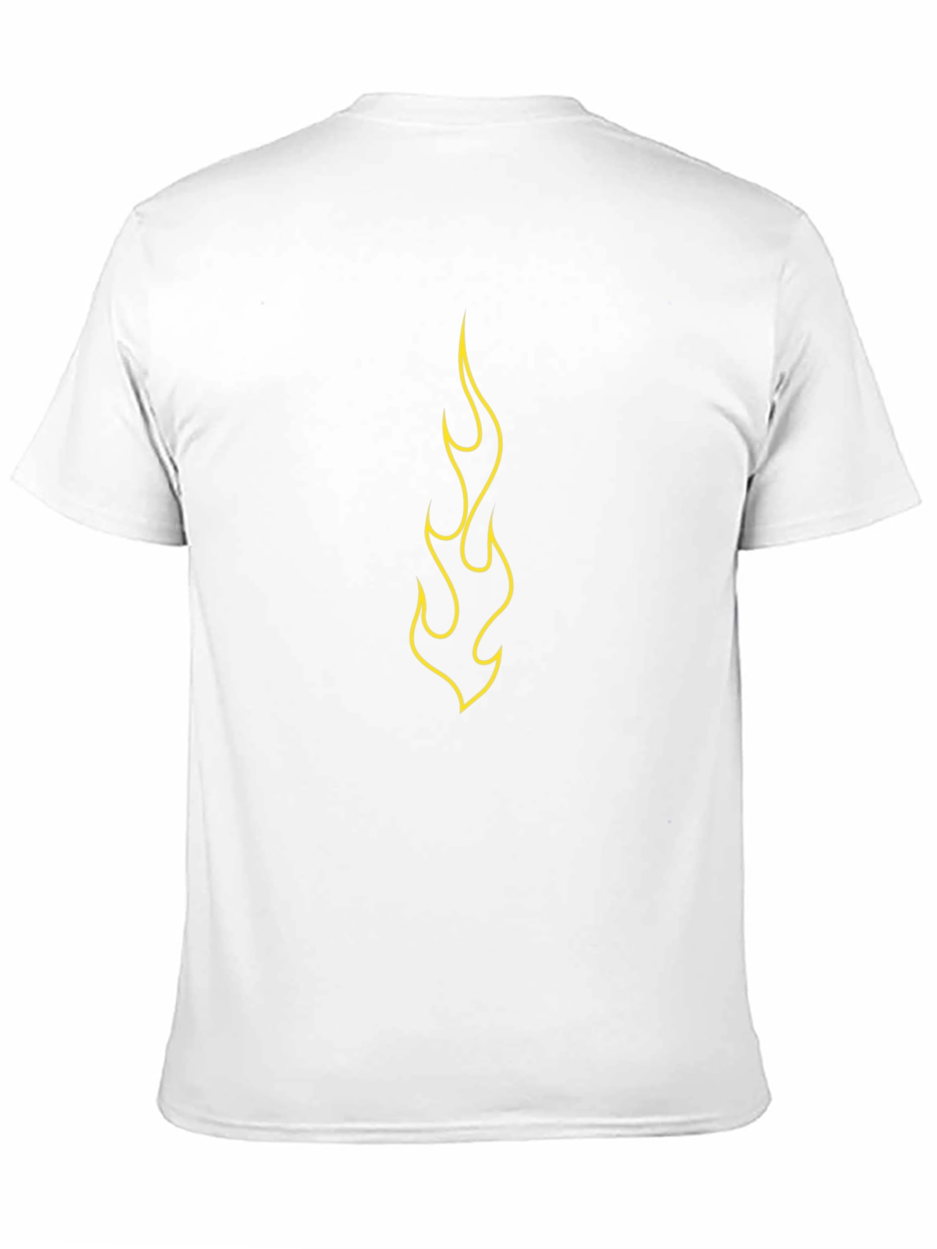 Mens Black T-Shirt with Yellow Flame Design