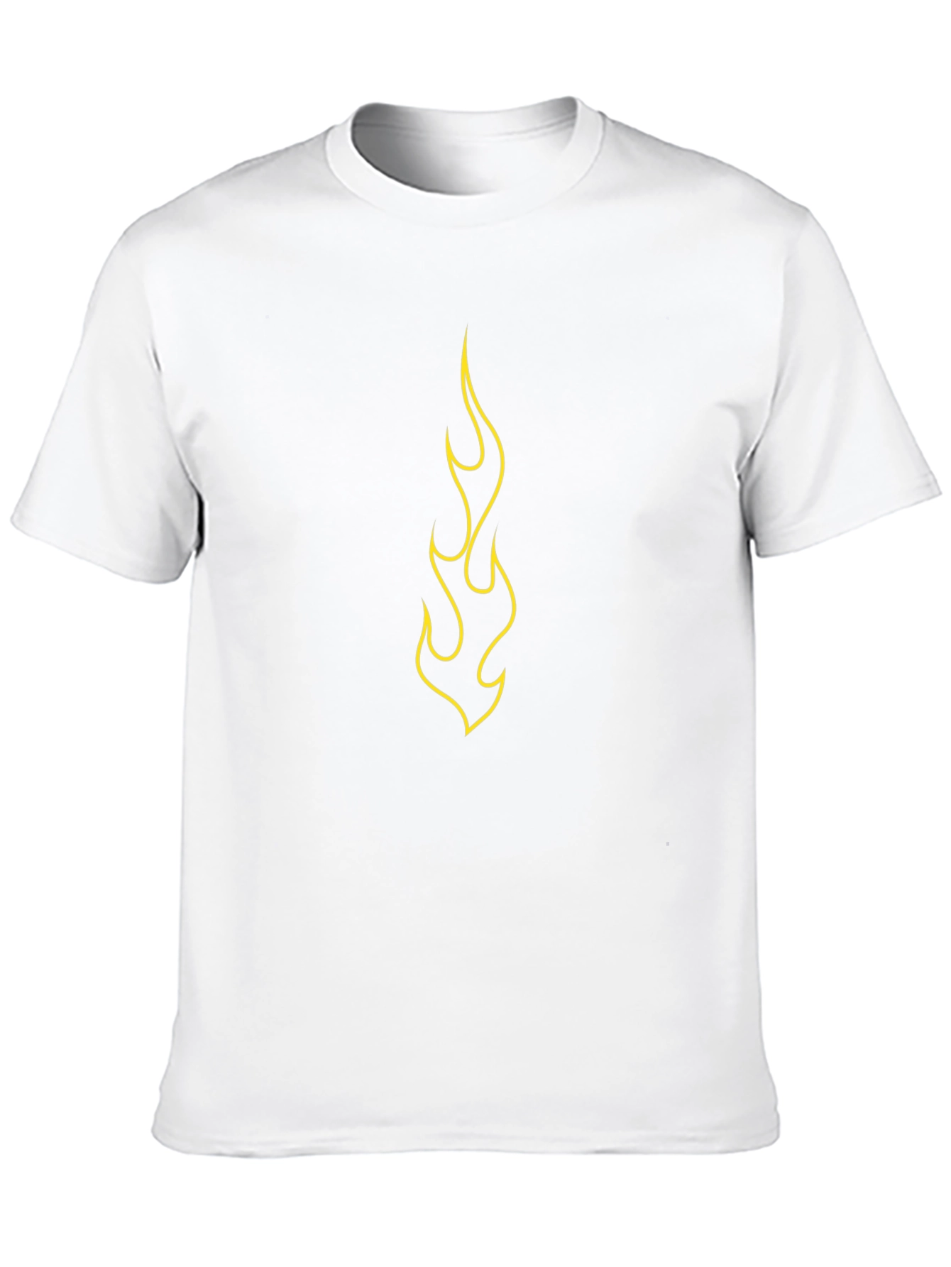 Mens Black T-Shirt with Yellow Flame Design