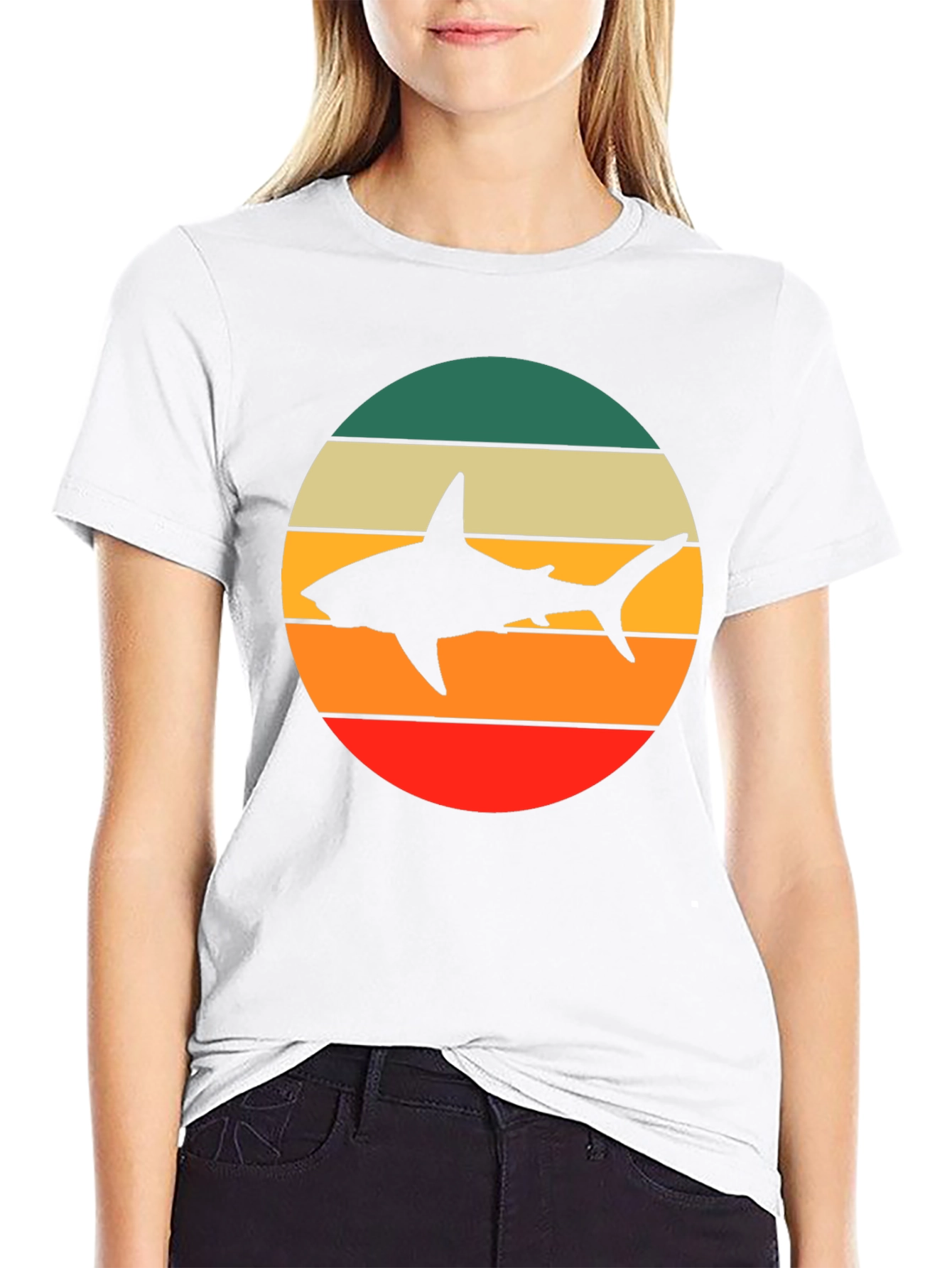 Retro Shark Graphic Tee - Mens Black T-Shirt