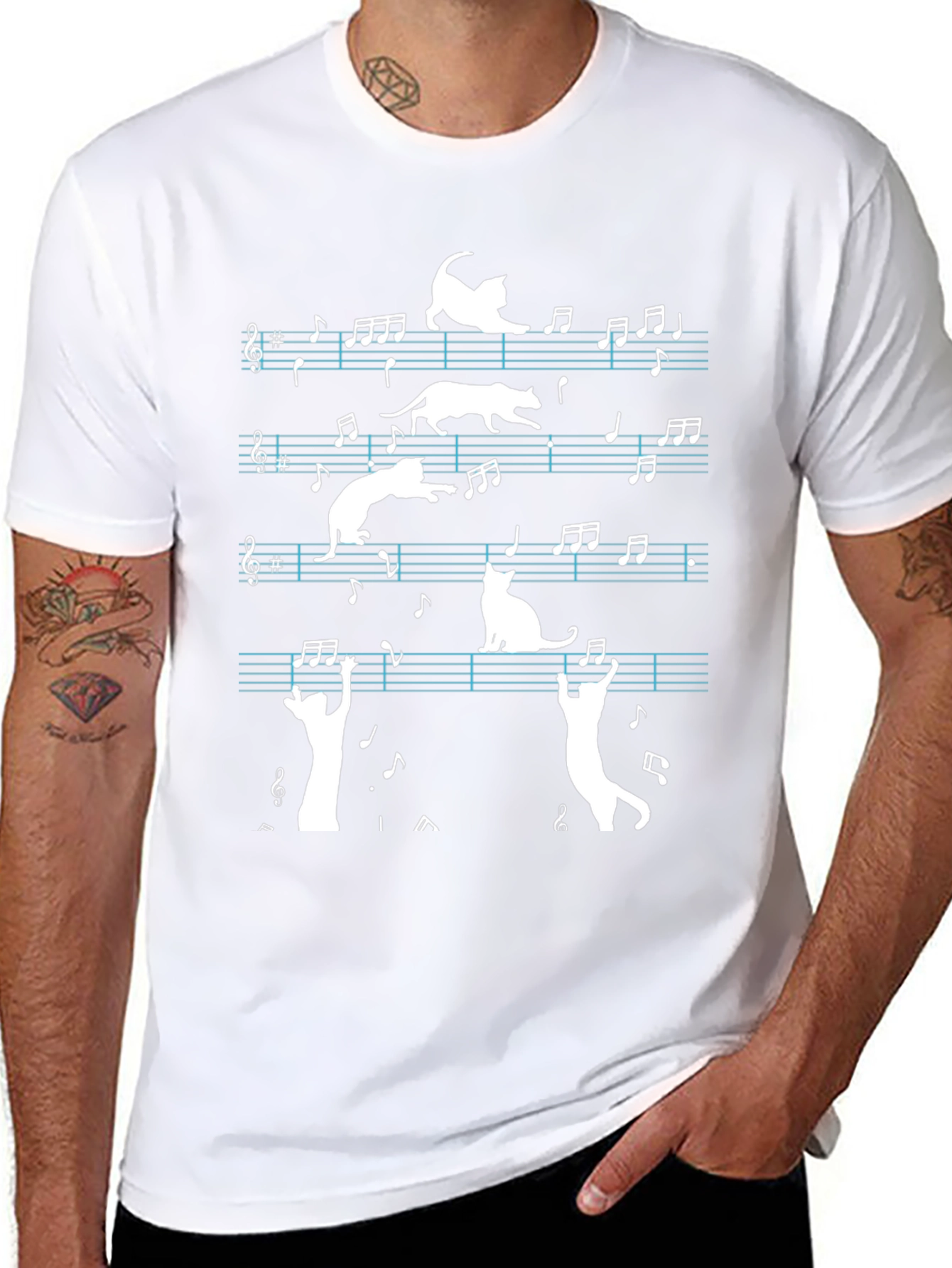 Cat Music Notes T-Shirt