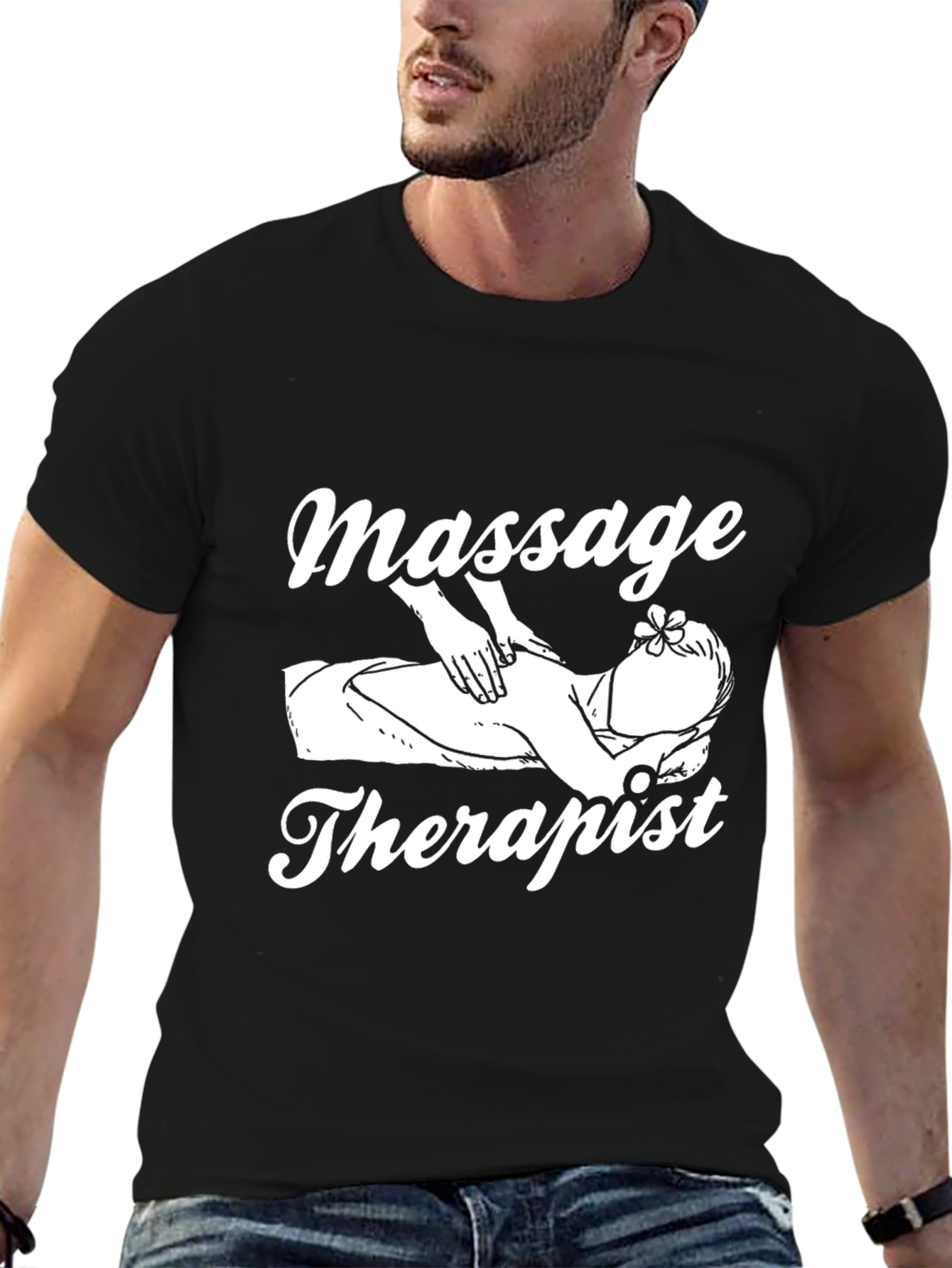 Massage Therapist Graphic T-Shirt Black Cotton Tee