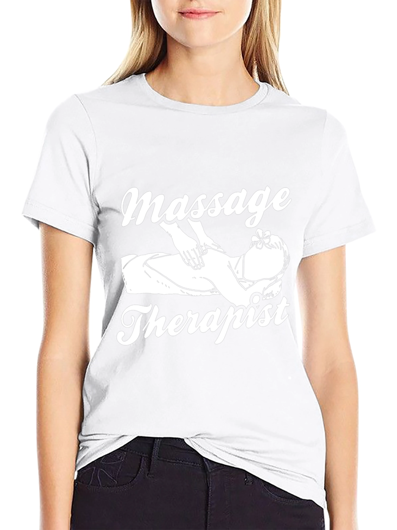 Massage Therapist Graphic T-Shirt Black Cotton Tee