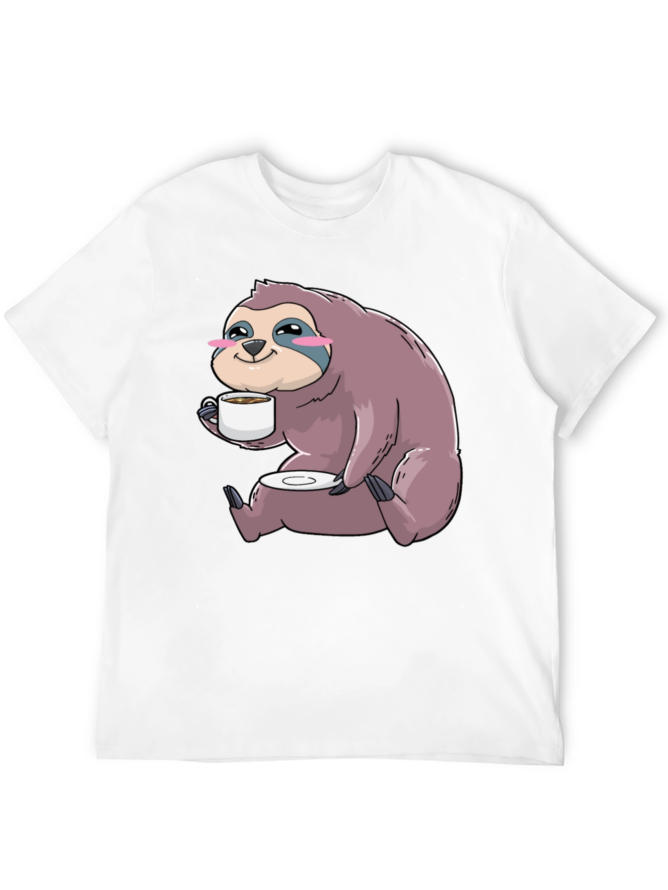 Sloth Coffee T-Shirt - Cute Cartoon Sloth Drinking Coffee