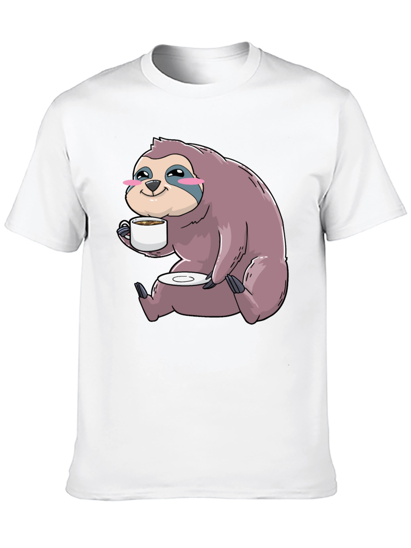 Sloth Coffee T-Shirt - Cute Cartoon Sloth Drinking Coffee