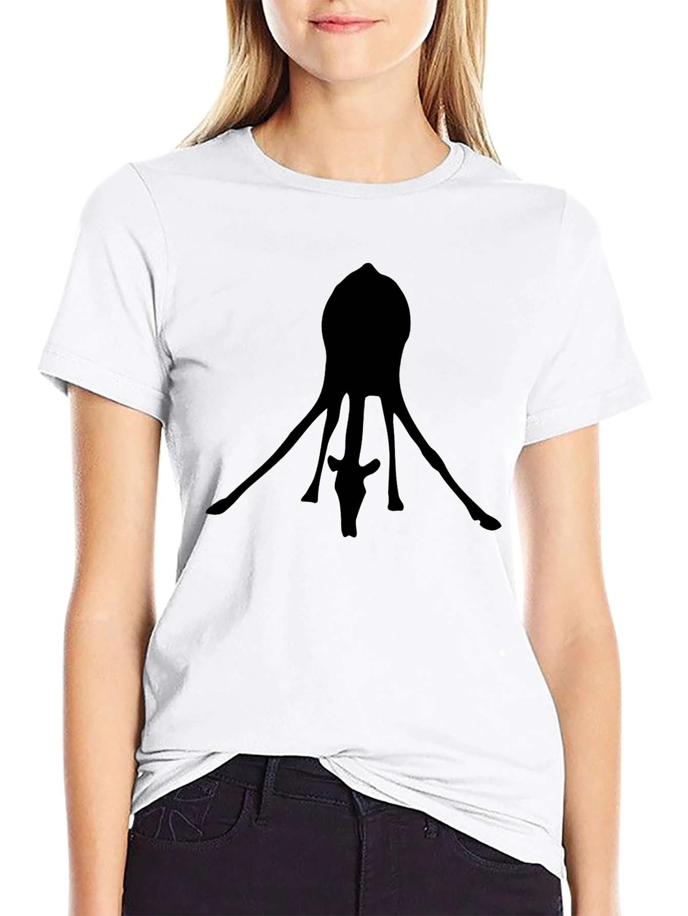 Unique Giraffe Silhouette Black T-Shirt