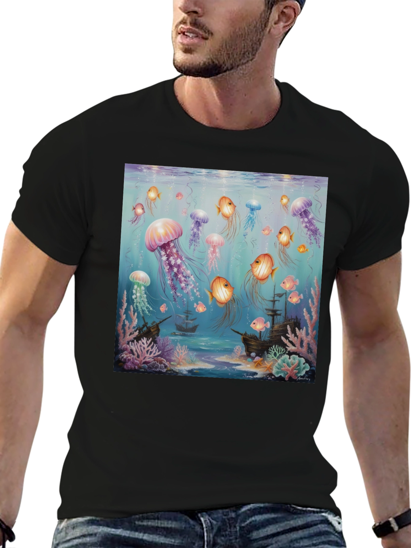 Jellyfish & Shipwreck Graphic Tee
